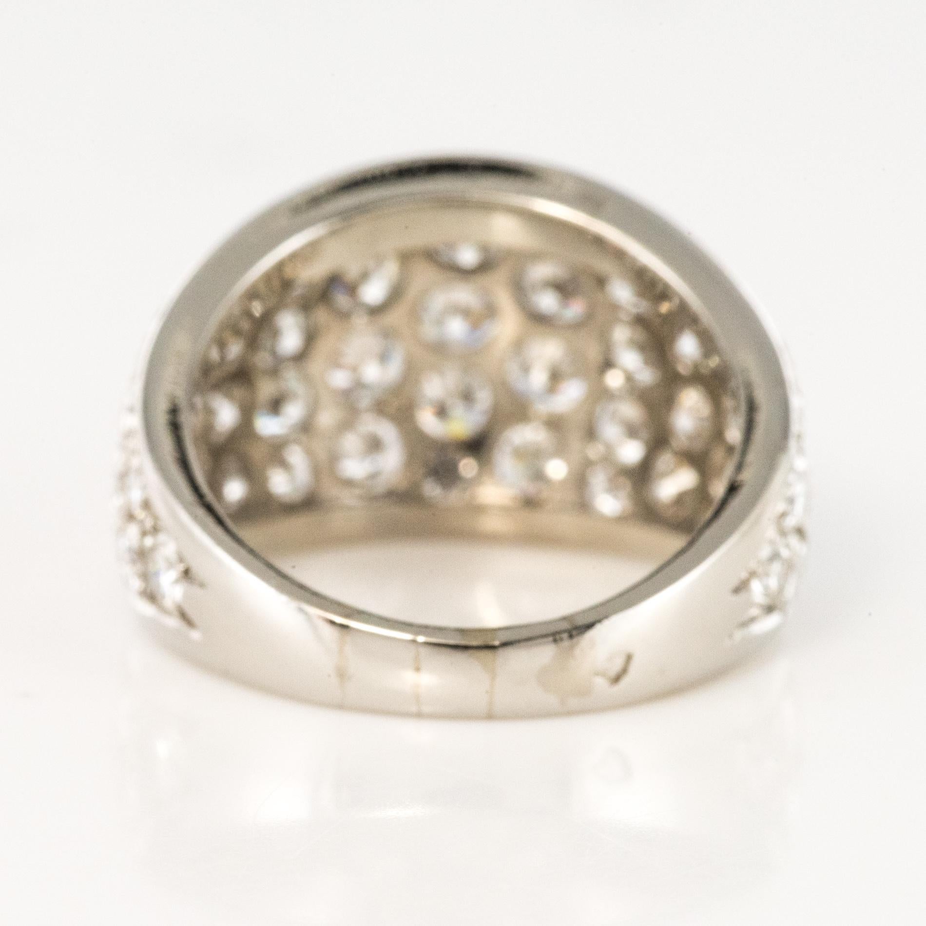 1980s French Modern 1.20 Carat Diamonds Platinum Bangle Ring For Sale 7