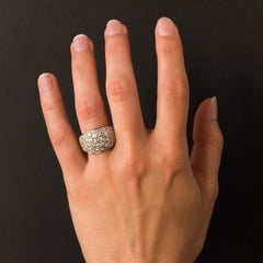 1980s French Modern 1.20 Carat Diamonds Platinum Bangle Ring