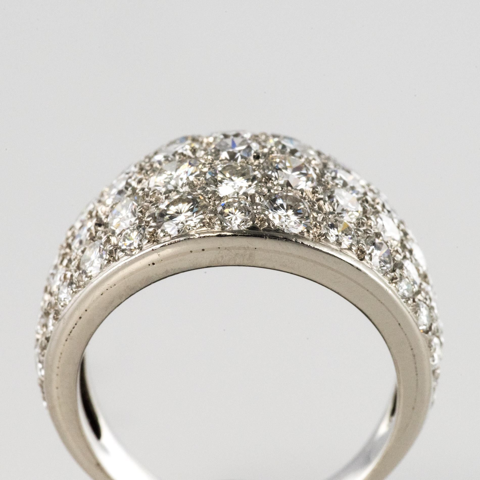 1980s French Modern 1.20 Carat Diamonds Platinum Bangle Ring For Sale 1