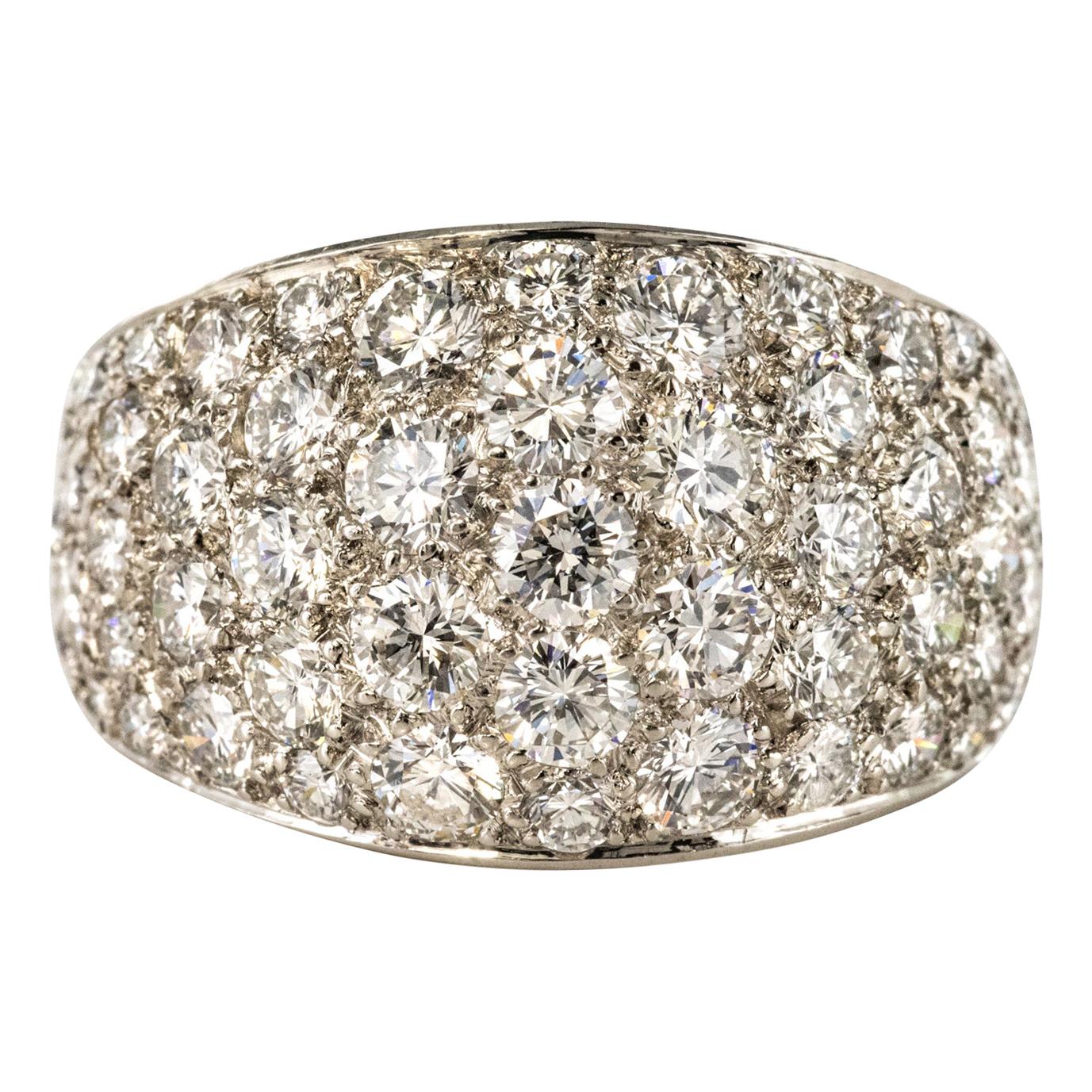 1980s French Modern 1.20 Carat Diamonds Platinum Bangle Ring