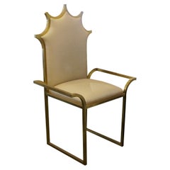1980s French Occasional Throne Chair with Metallic Gold Frame & Curved Armrests