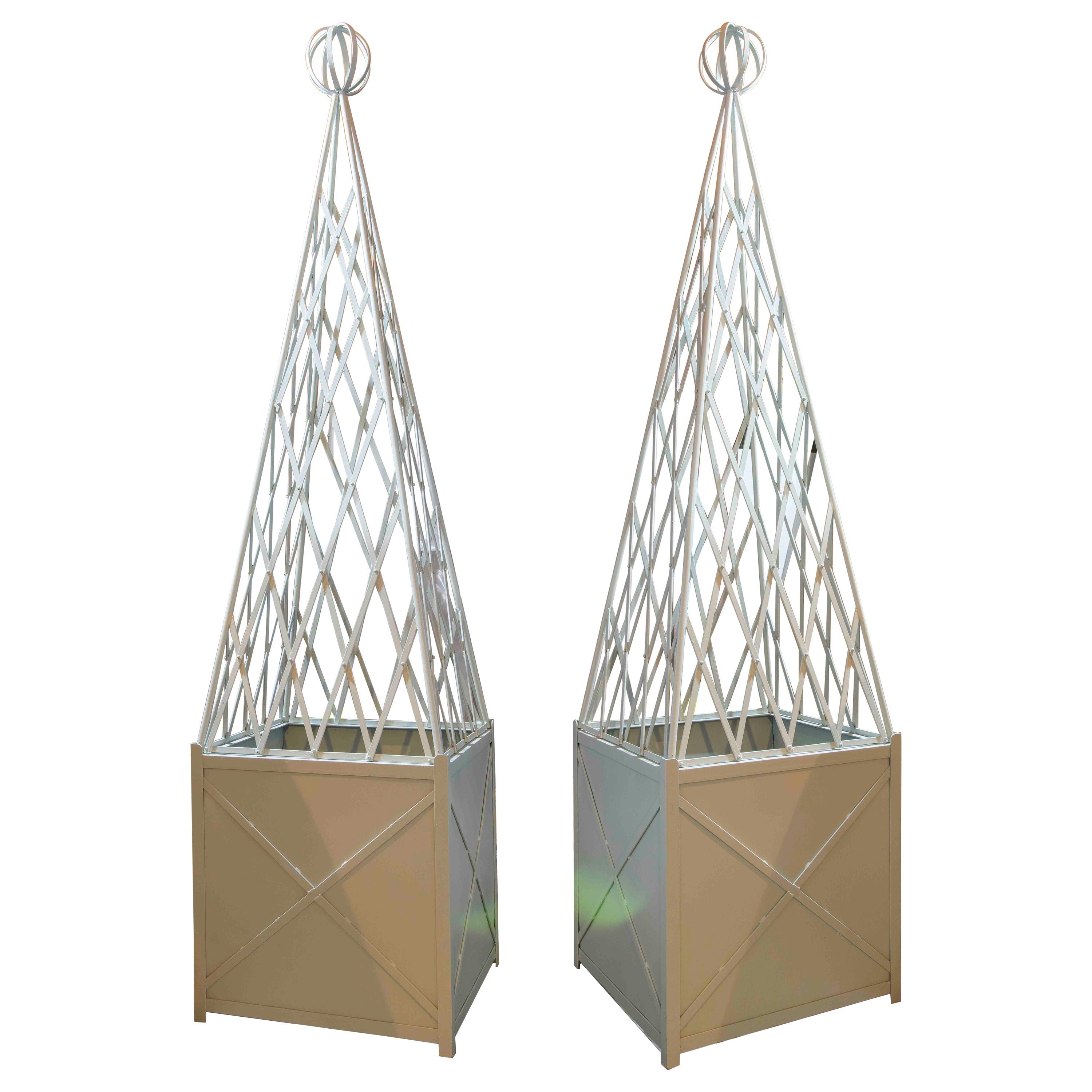 1980s French Pair of Iron Obelisks