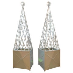 1980s French Pair of Iron Obelisks