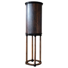 1980s French Palm Wood Round Bar Cabinet