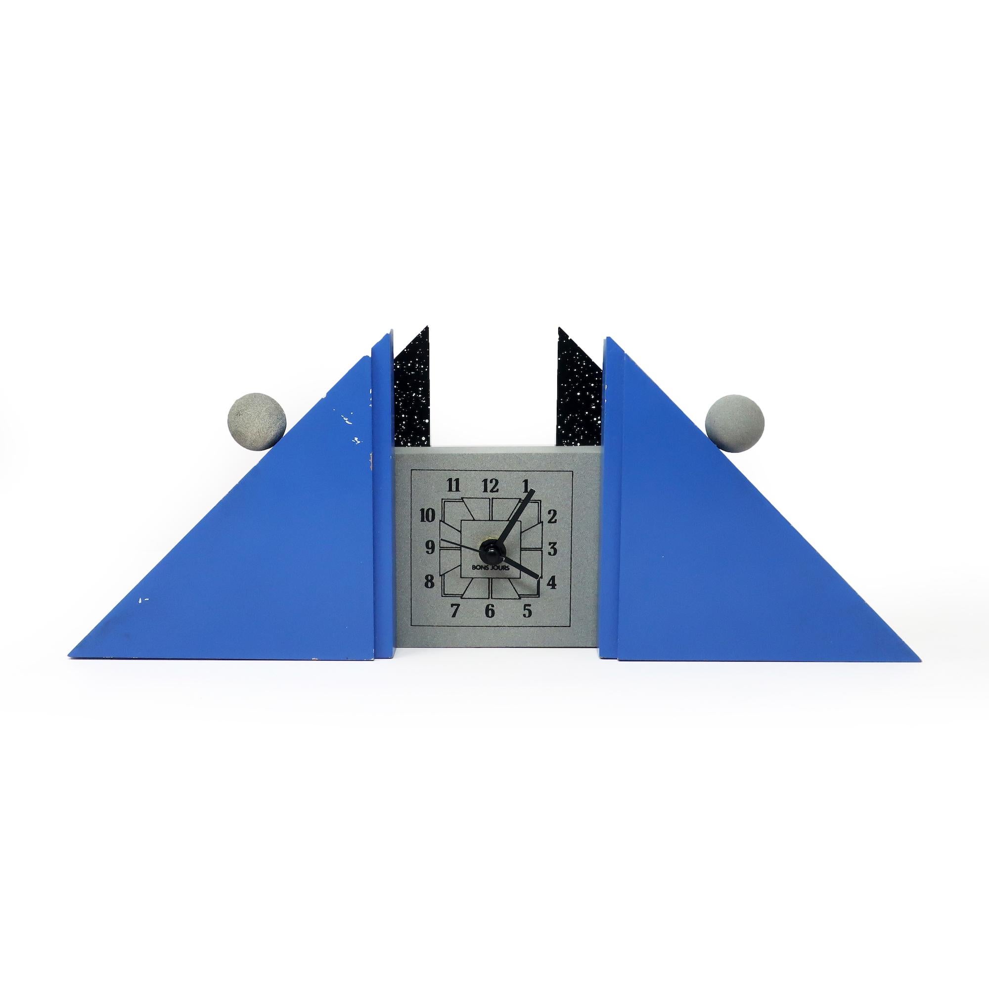 Post-Modern 1980s French Postmodern Mantle Clock  For Sale