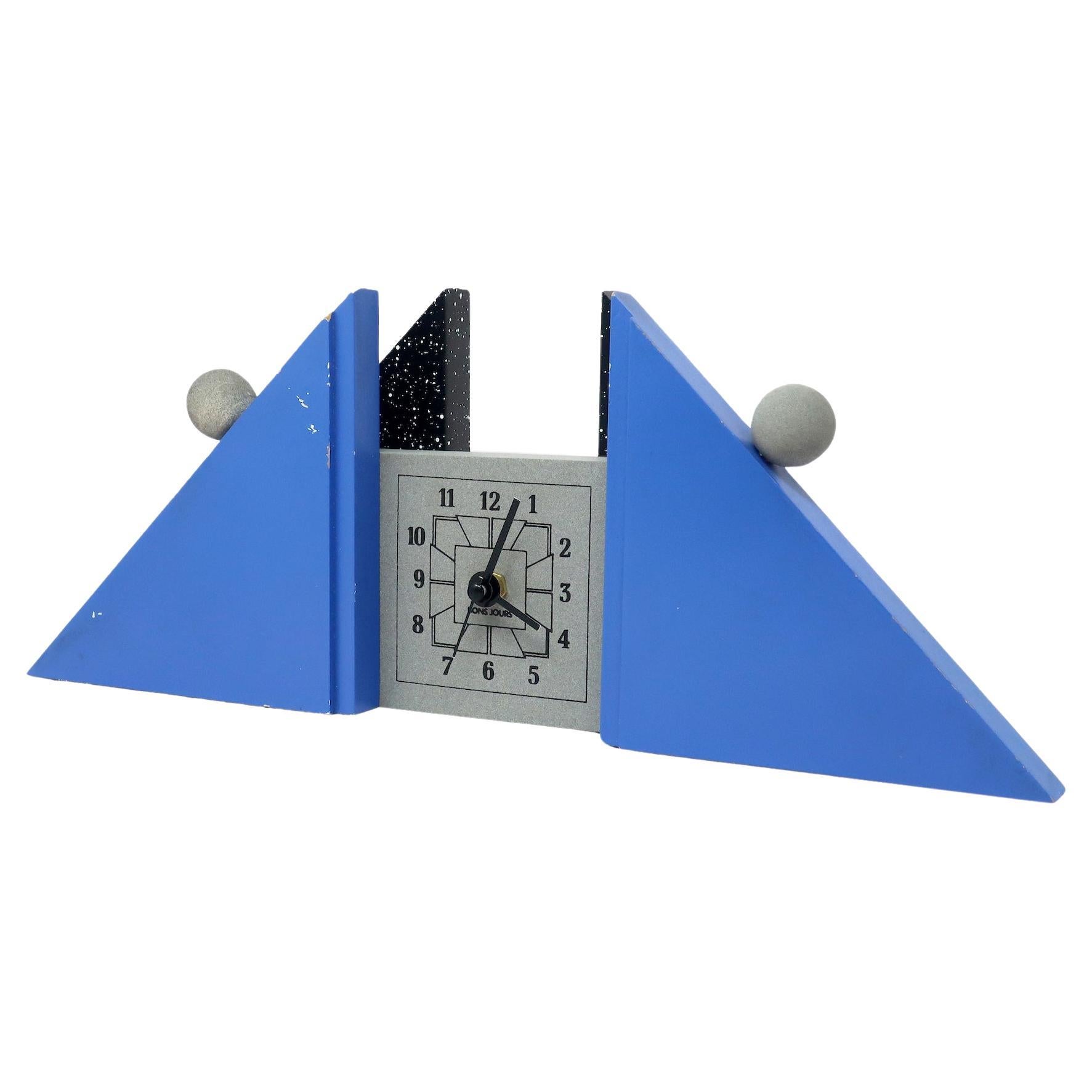 1980s French Postmodern Mantle Clock  For Sale