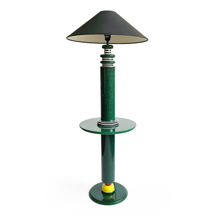 1980s French Postmodern Striped Table Lamp by Olivier Villatte at