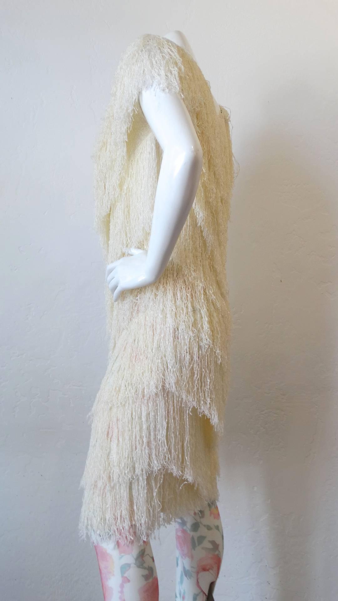 1980s French Rags Cream Fringe Dress In Excellent Condition In Scottsdale, AZ