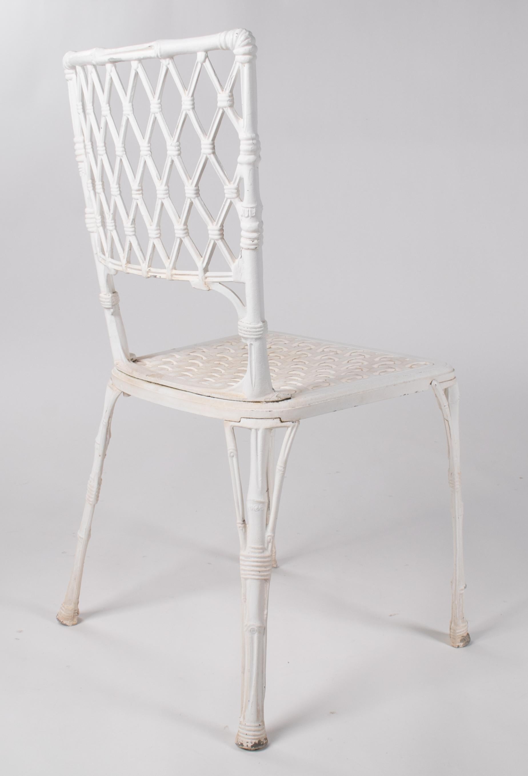 Aluminum 1980s French Set of Eight Aluminium Chairs Imitating Bamboo and Rattan