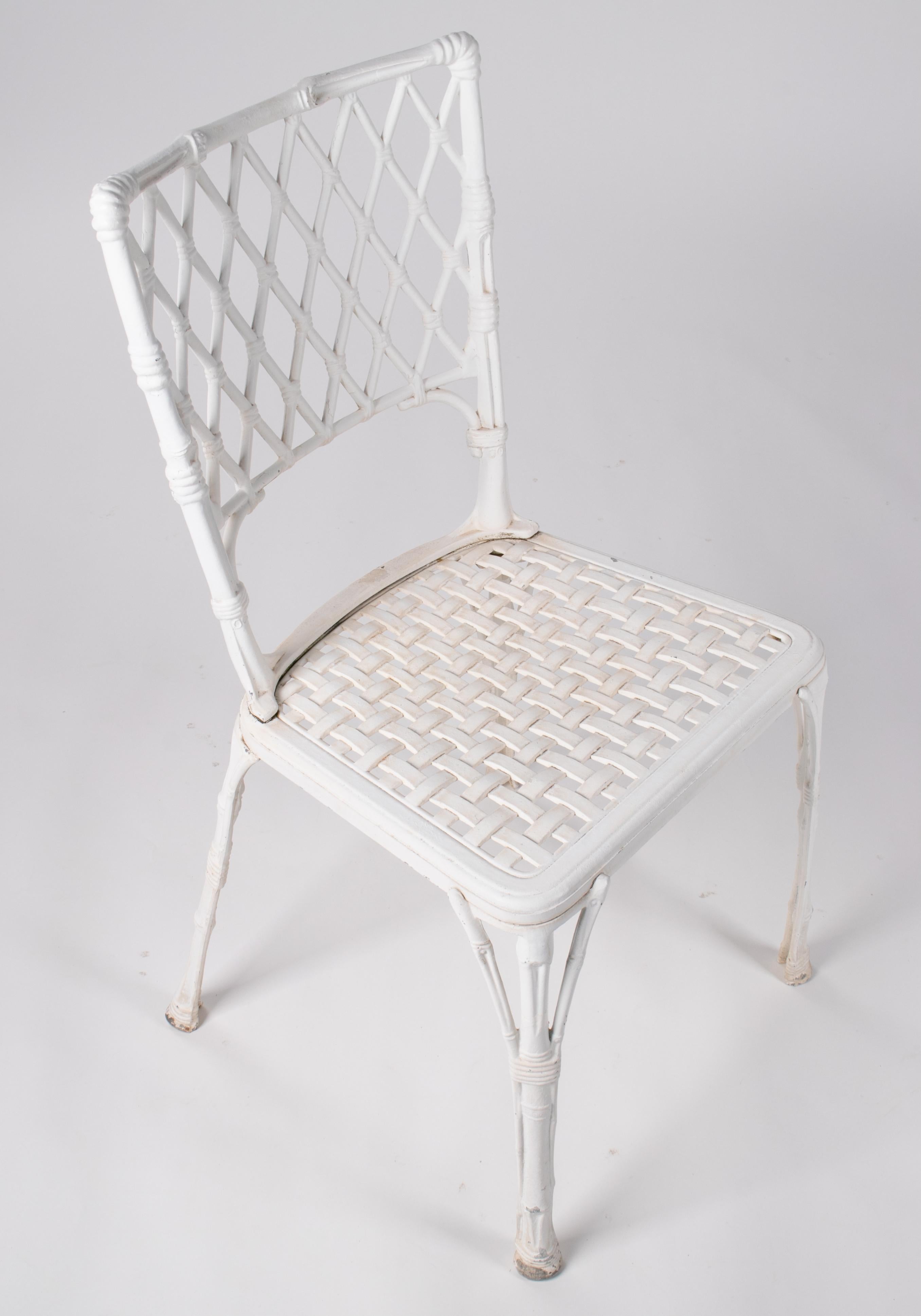 1980s French Set of Eight Aluminium Chairs Imitating Bamboo and Rattan 1