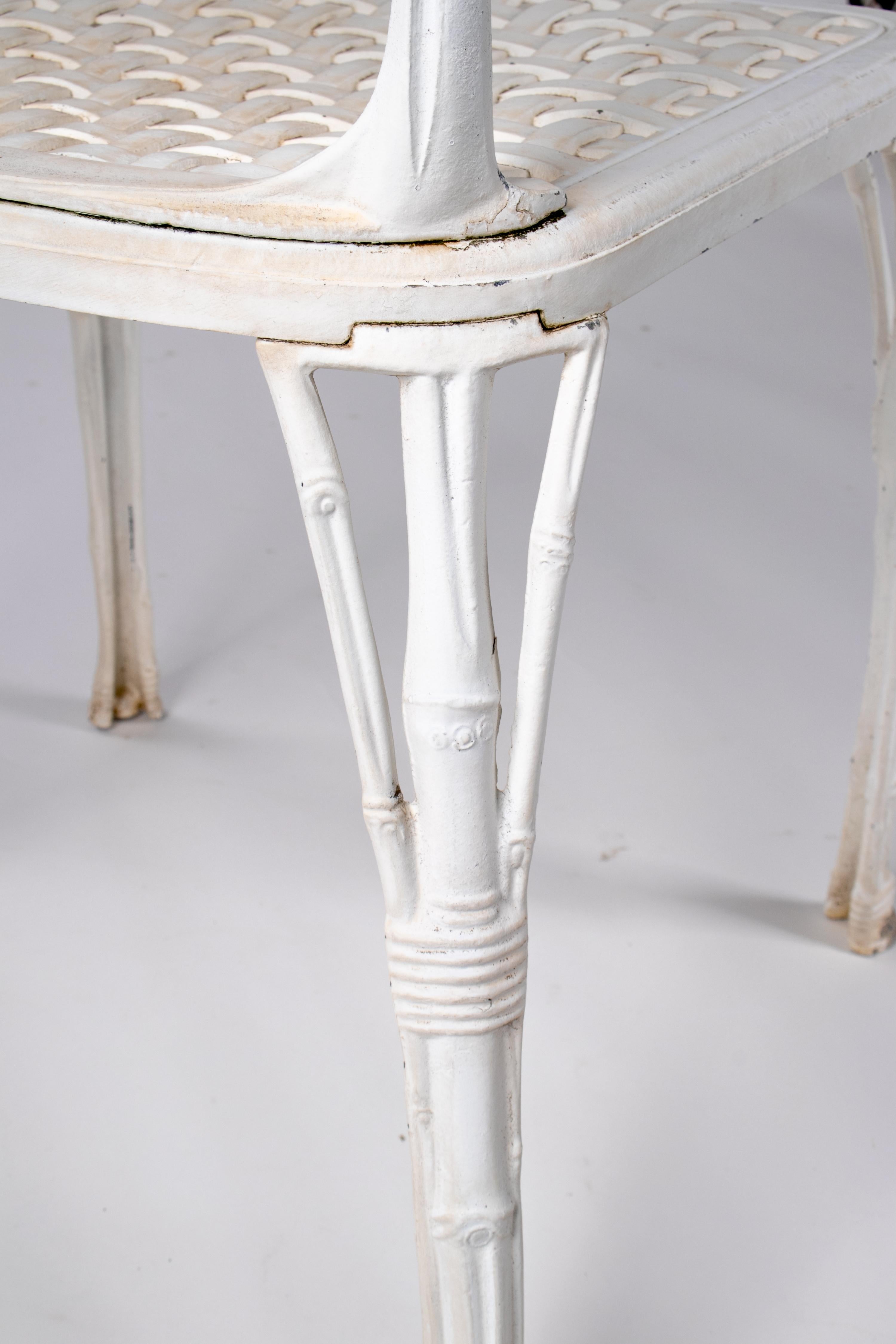 1980s French Set of Eight Aluminium Chairs Imitating Bamboo and Rattan 2