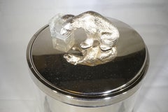 1980s French Silver Plate, Lucite and Glass Ice Bucket with Polar Bear Detail