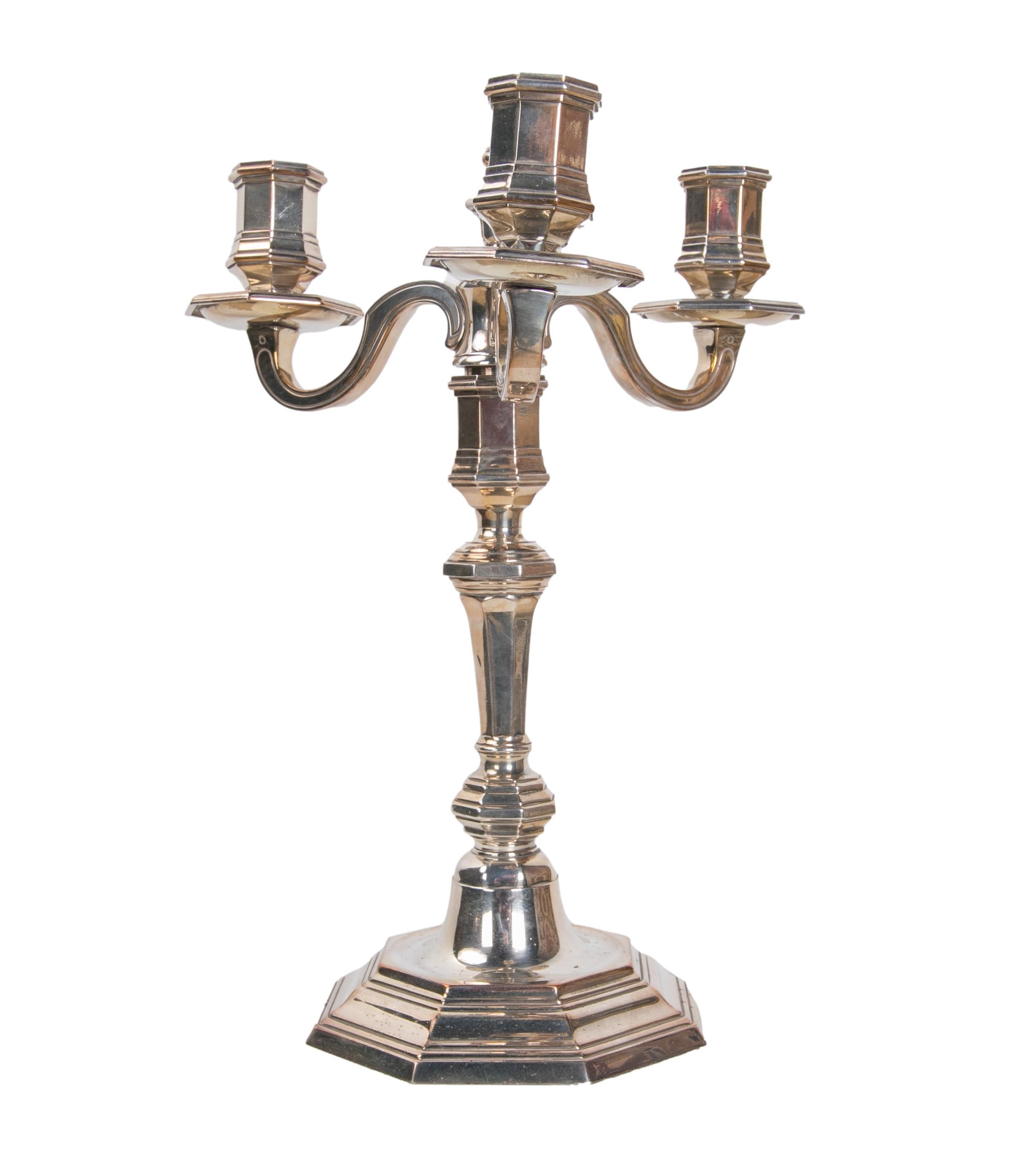 1980s French Silver Plated Metal Candlestick by Christofle France  In Good Condition For Sale In Marbella, ES