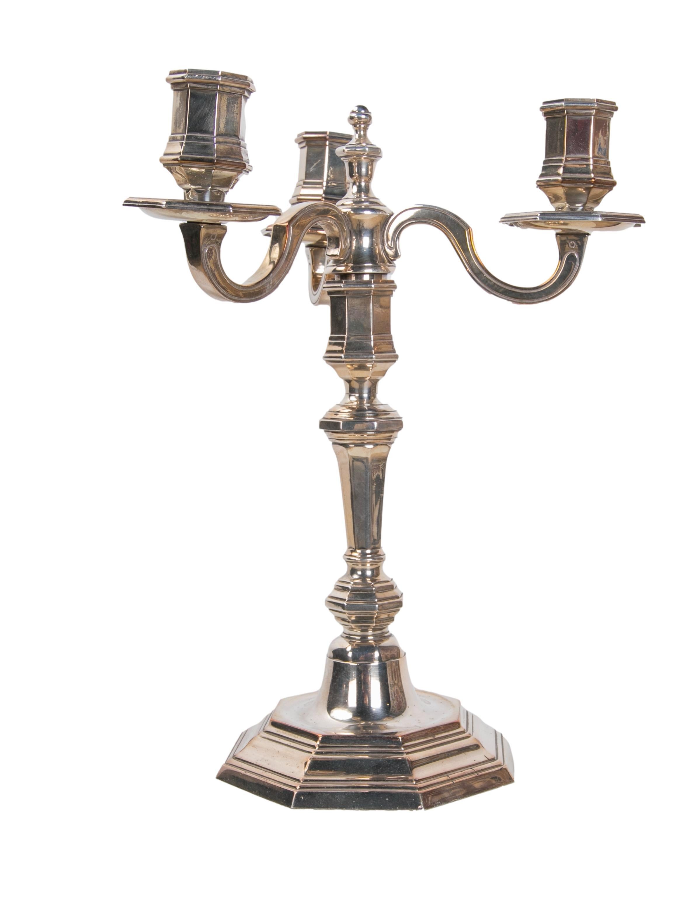 1980s French Silver Plated Metal Candlestick by Christofle France  For Sale 2
