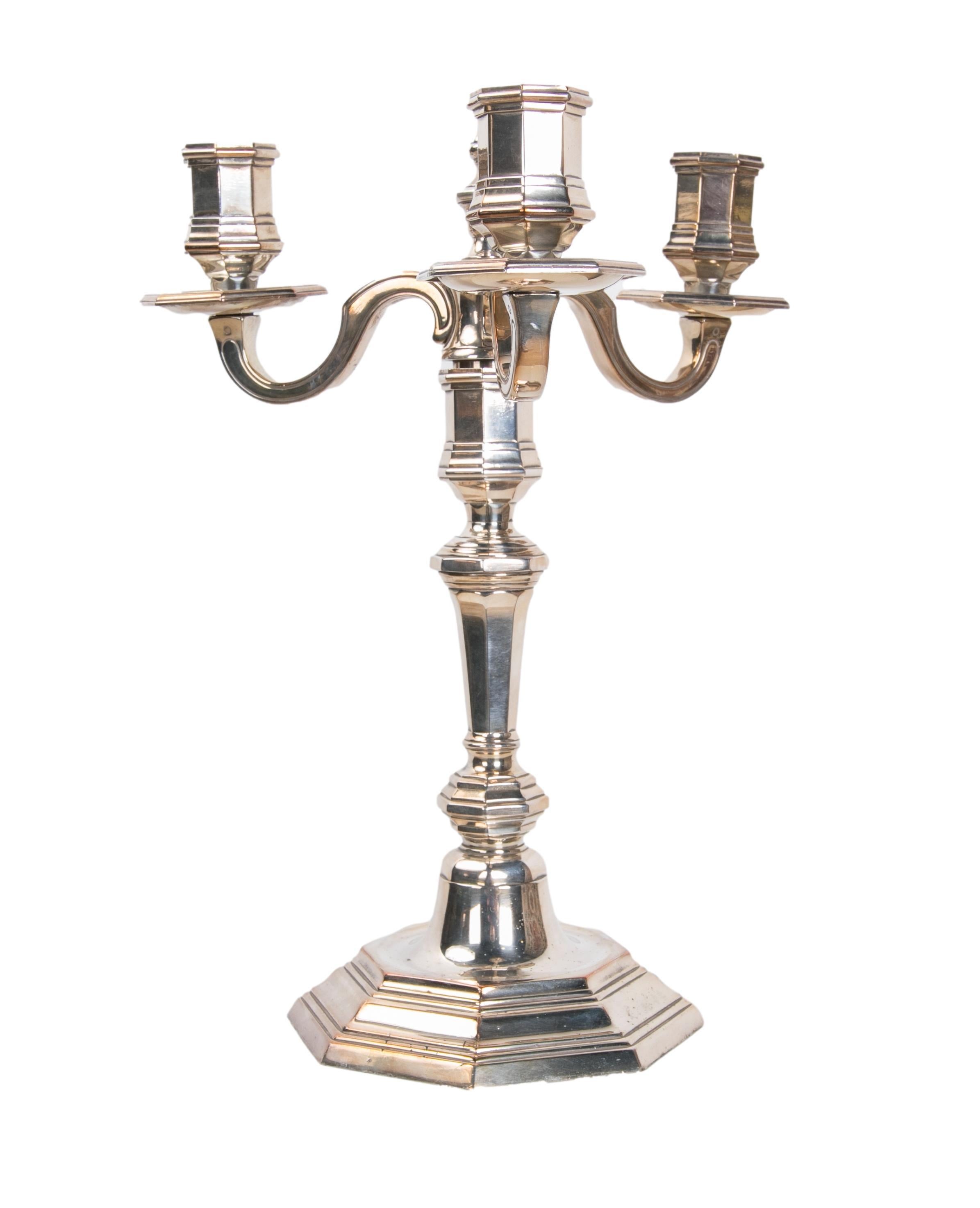 1980s French Silver Plated Metal Candlestick by Christofle France  For Sale 3