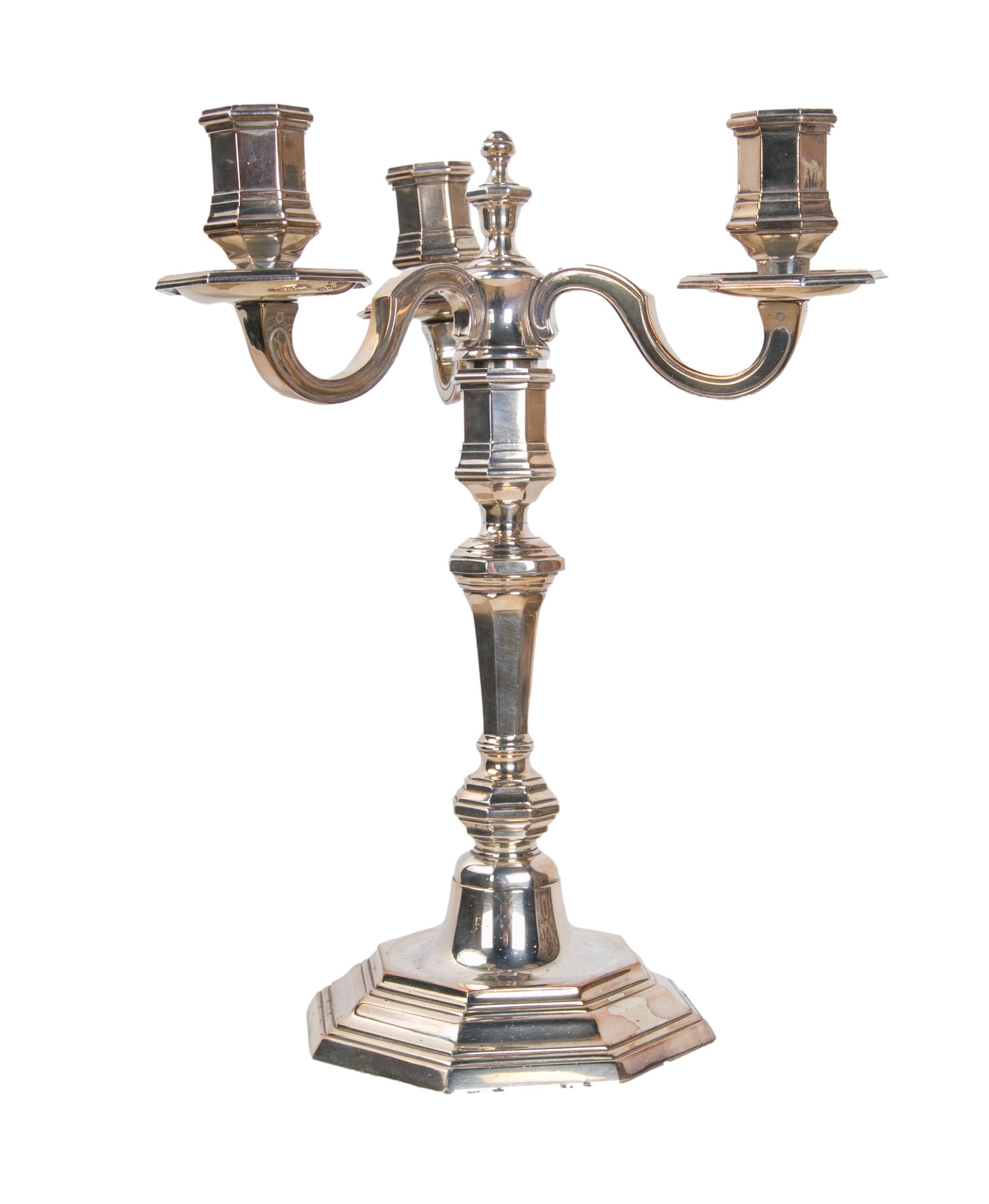 1980s French Silver Plated Metal Candlestick by Christofle France  For Sale 4