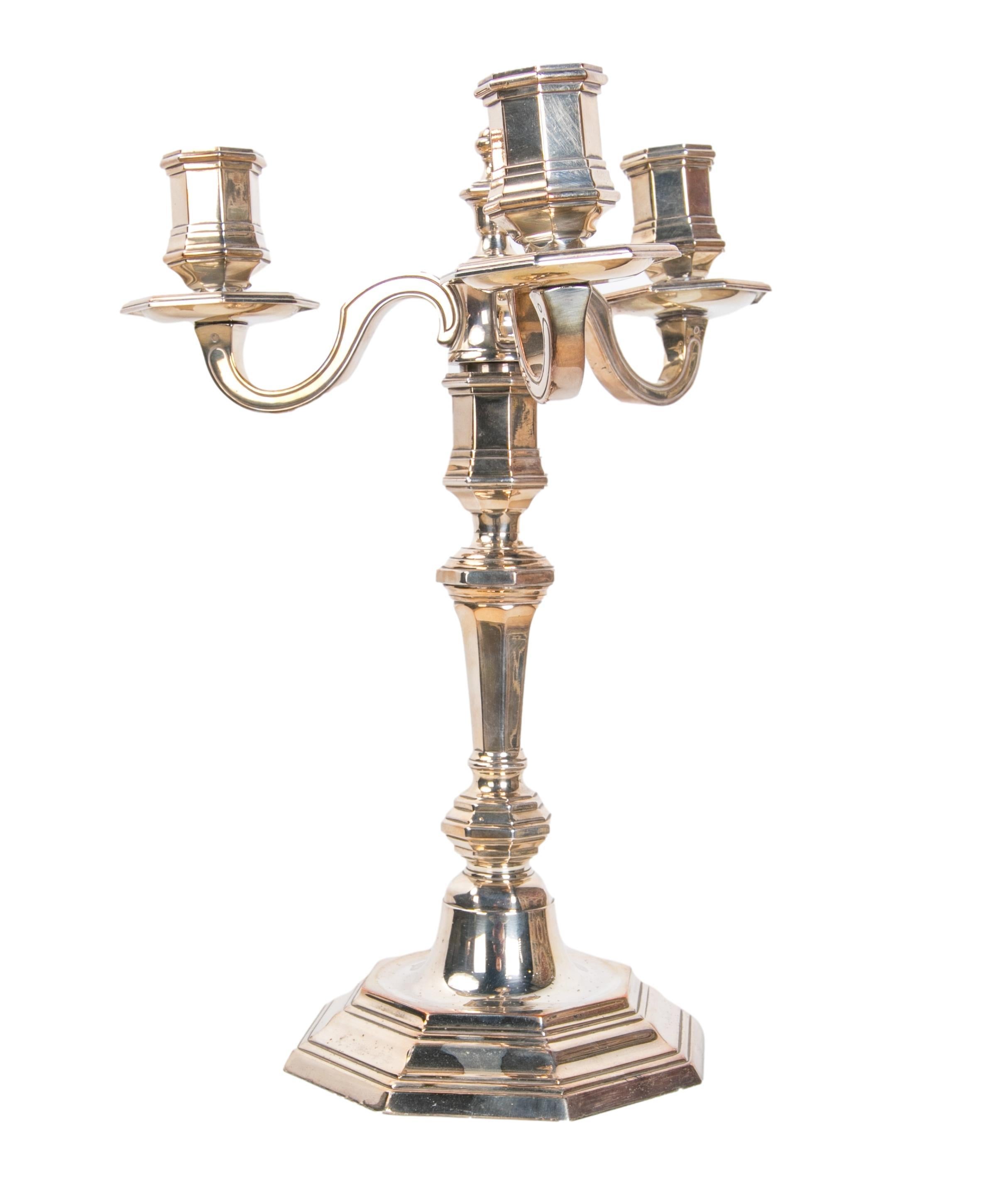 1980s French Silver Plated Metal Candlestick by Christofle France For Sale 5
