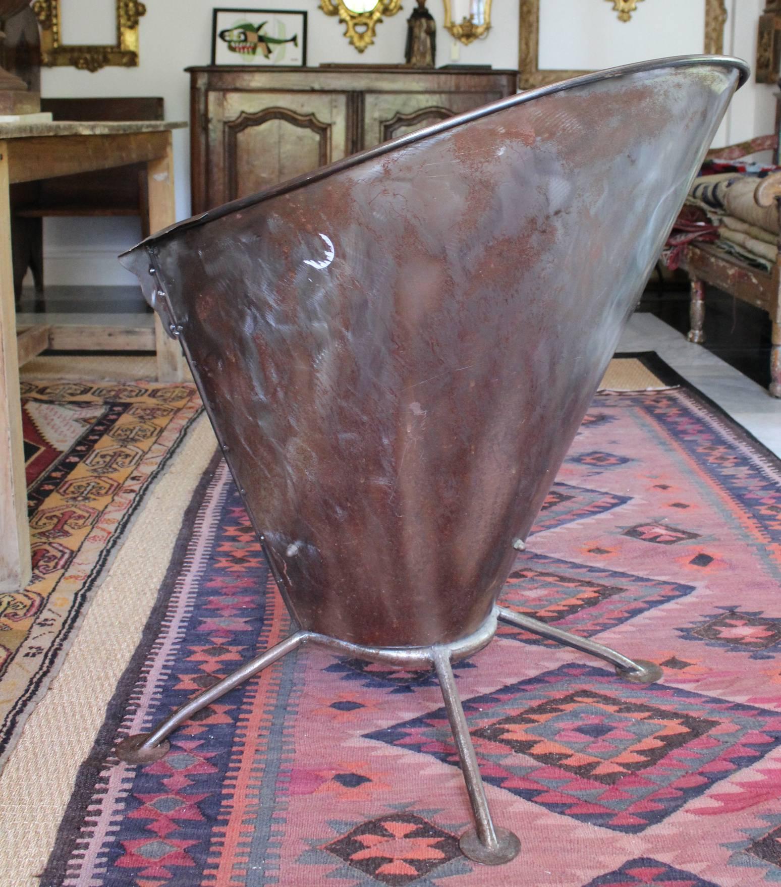 Iron 1980s, French Steel Design Sofa Chair For Sale