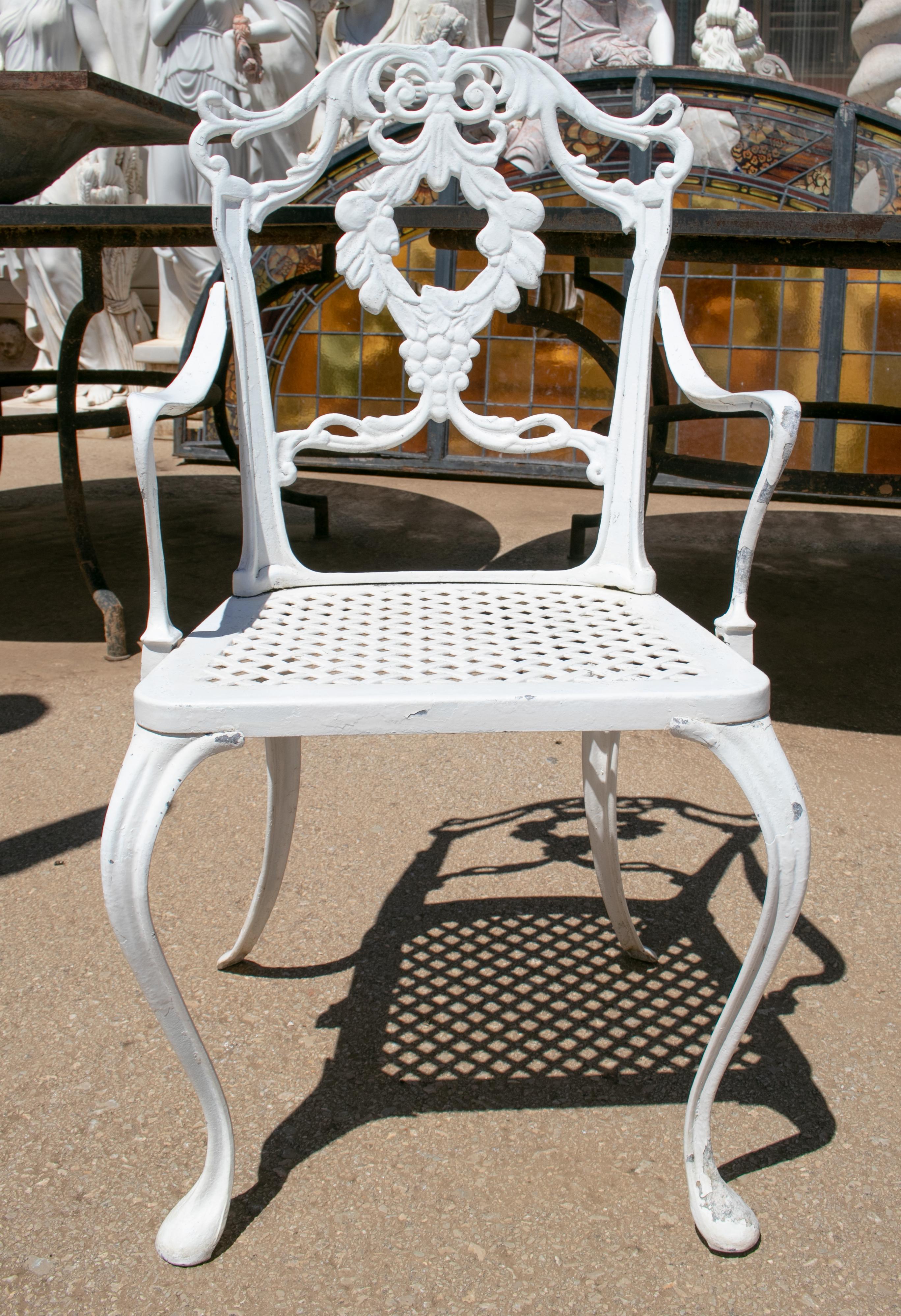 1980s French Style Cast Iron Set of Table and Four Chairs In Good Condition In Marbella, ES
