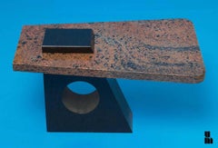 1980s French Variegated Pink and Black Marble Table