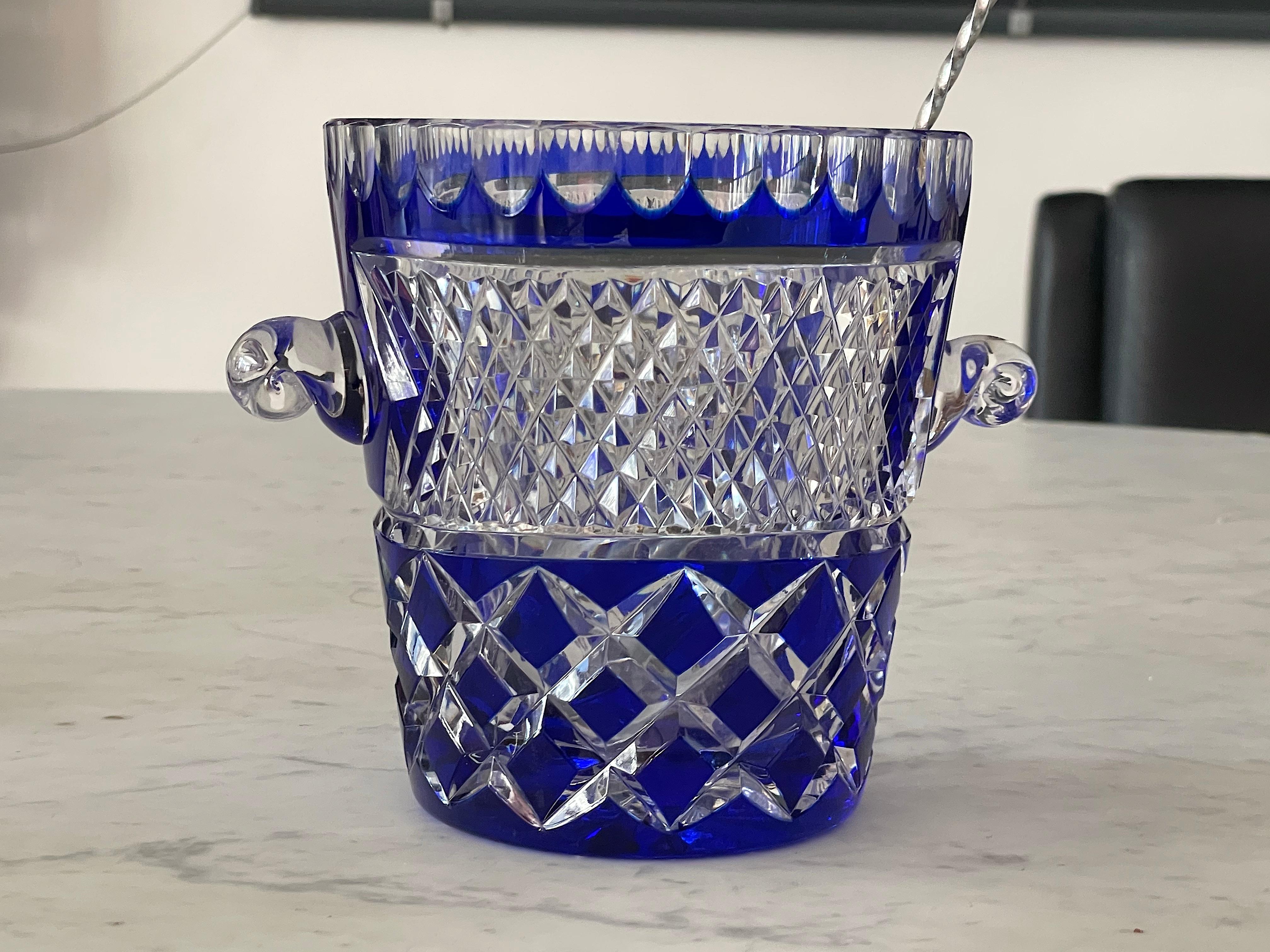 20th Century 1980's French Vintage Crystal De Boheme Ice Bucket For Sale