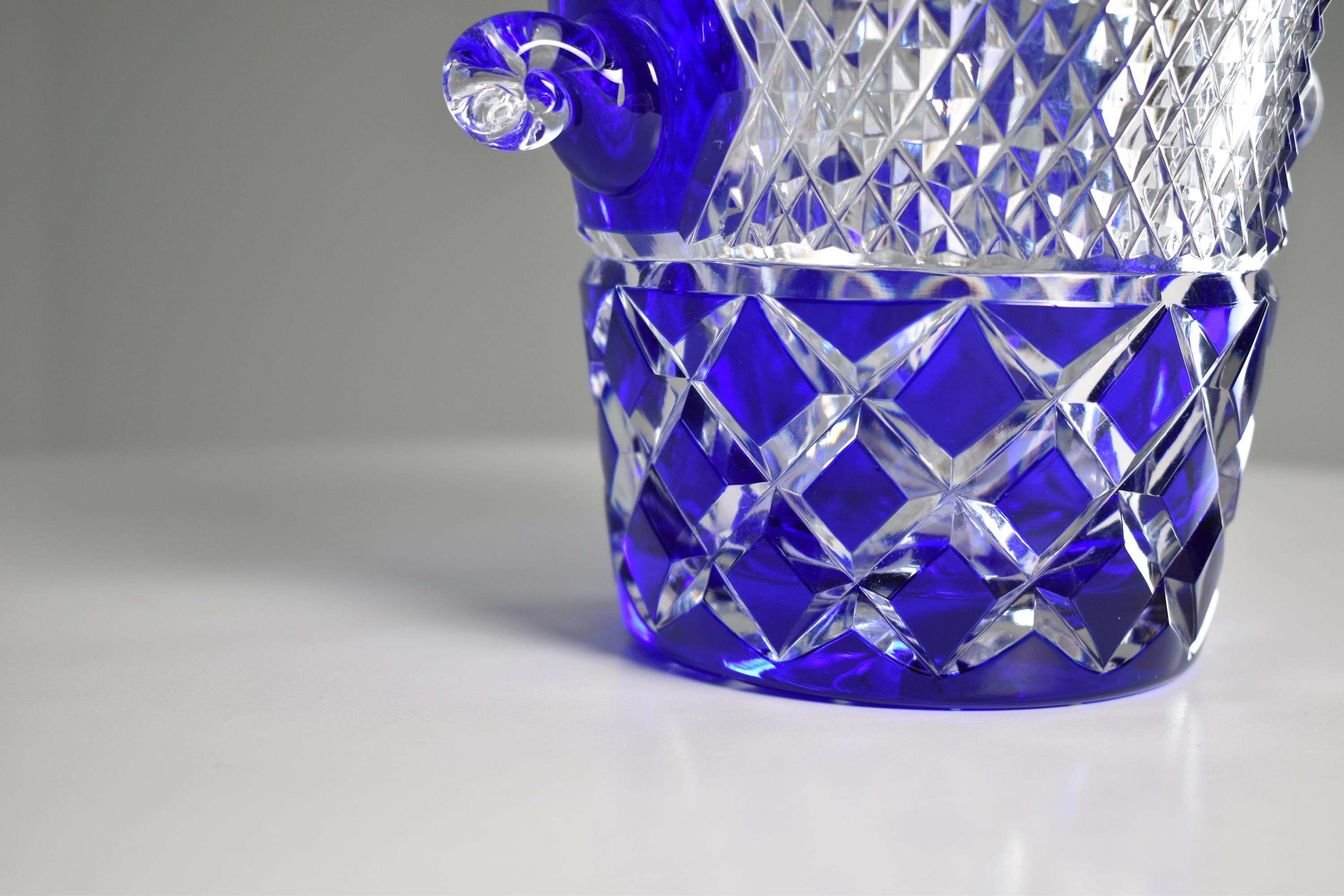 Art nouveau Seau à glace en cristal de Bohème vintage français des années 1980 en vente