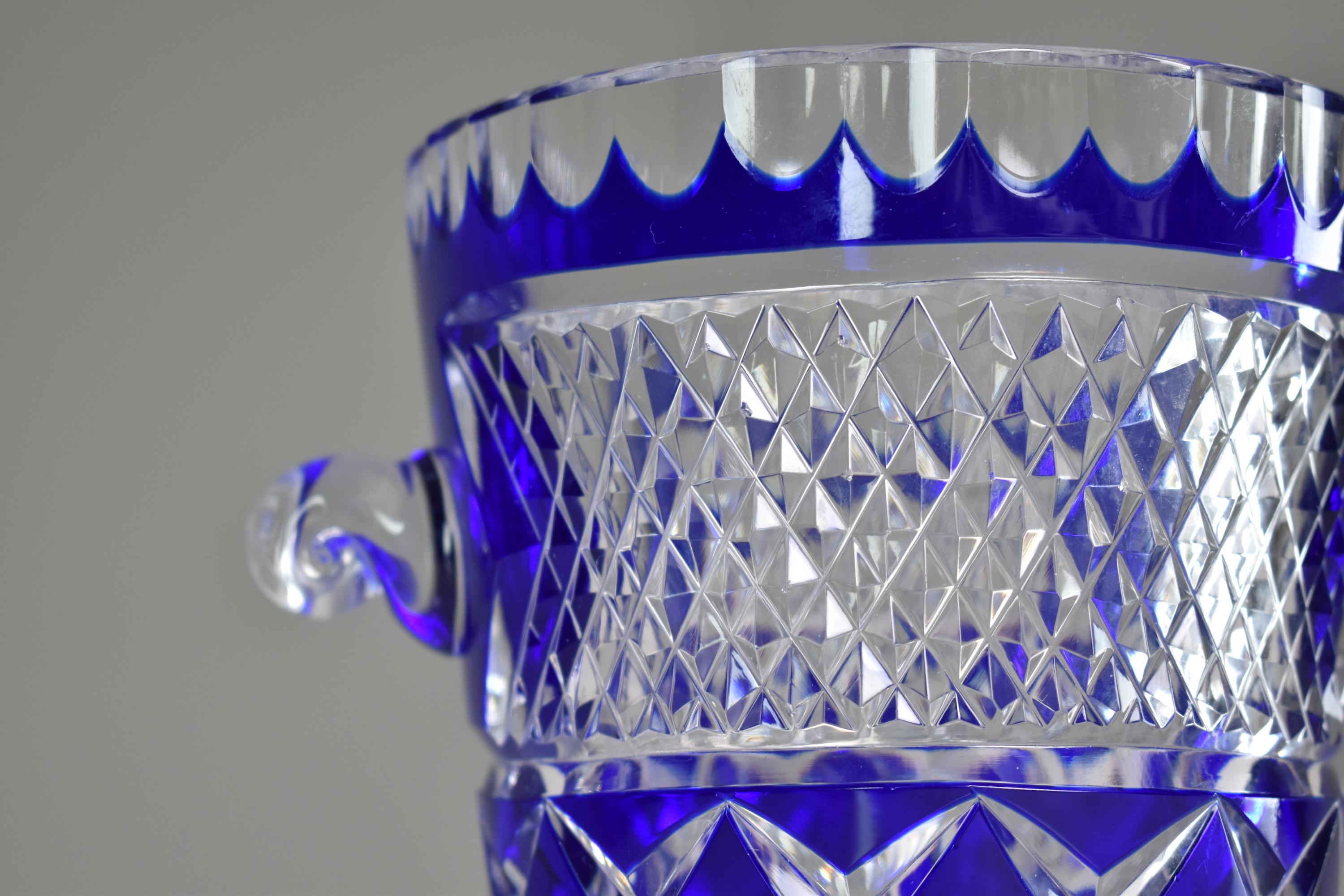 Art Nouveau 1980's French Vintage Crystal De Boheme Ice Bucket For Sale