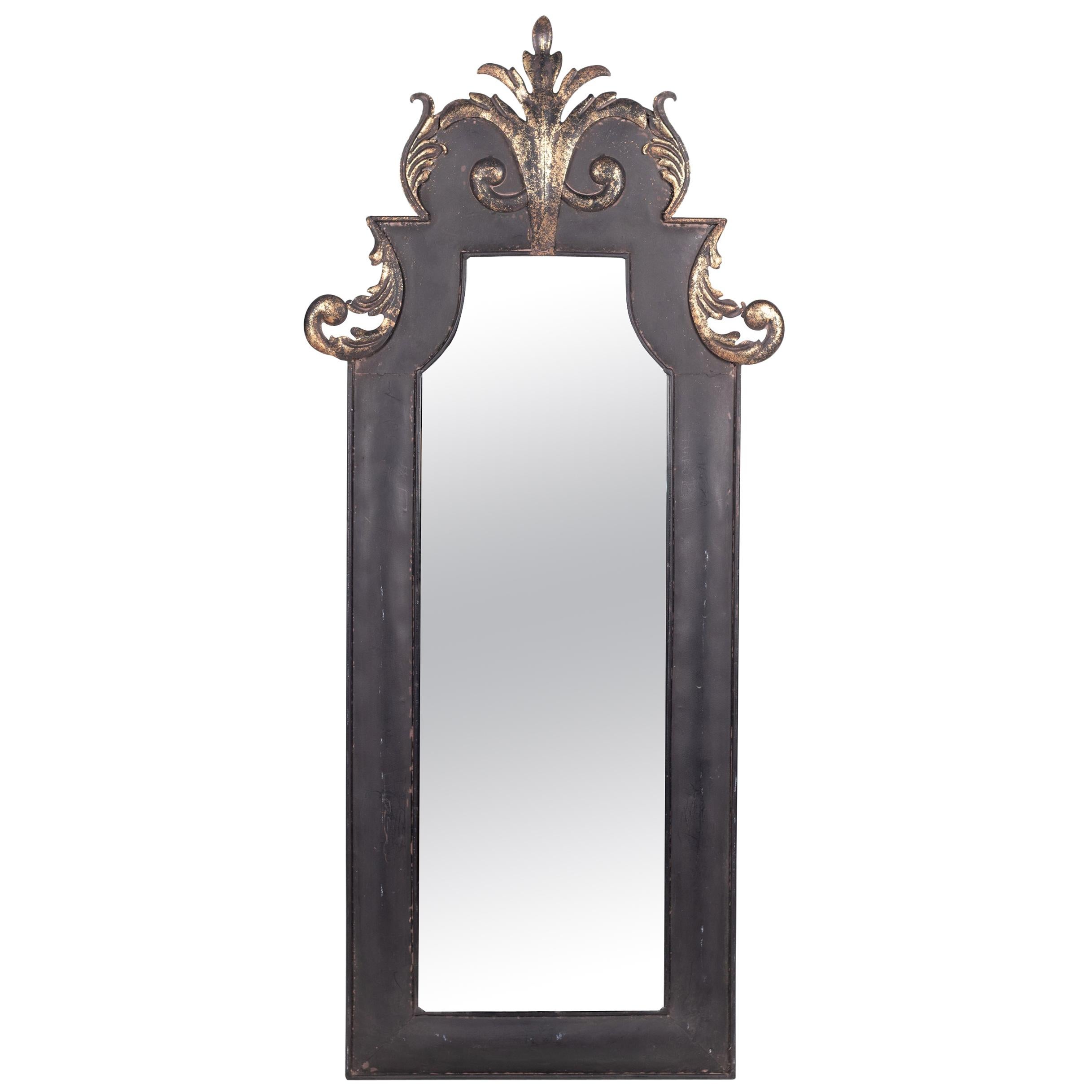 1980s French Wall Metallic Painted Mirror