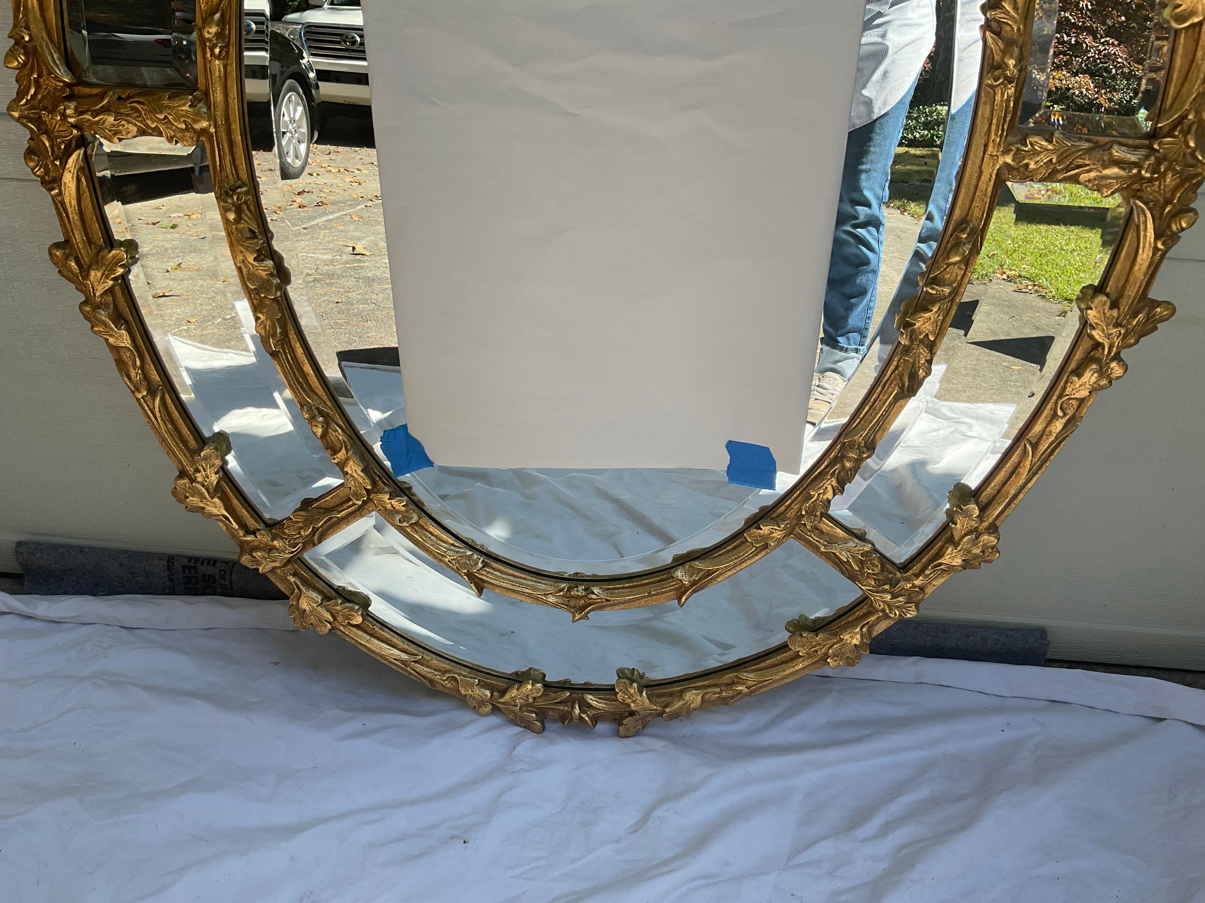 Late 20th Century 1980s Friedman Brothers Oval Gilt Mirror w/ Acorns and Oak Leaves
