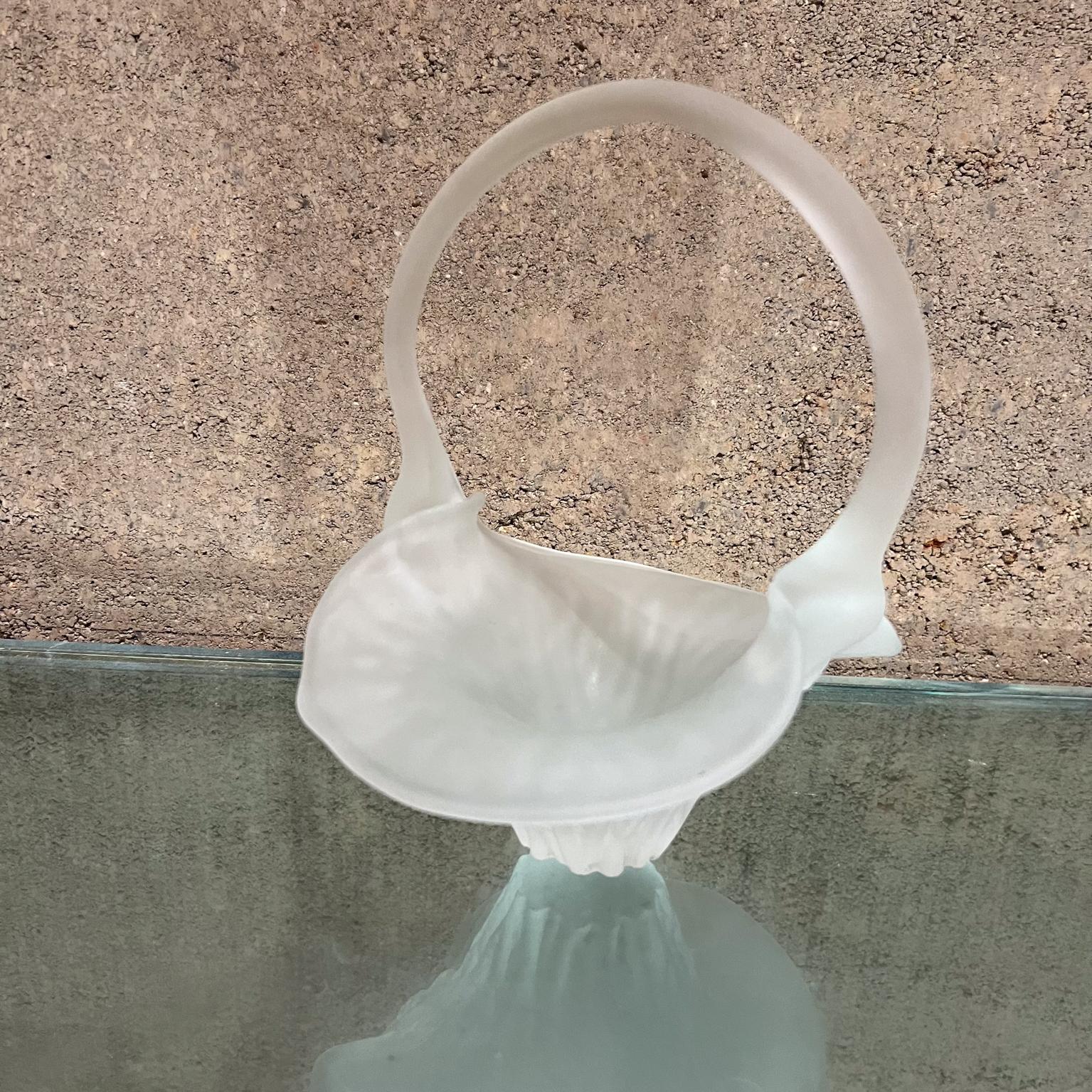 20th Century 1980s Frosted Glass Basket Candy Dish For Sale