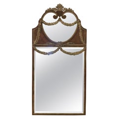 1980s Full-Length Wood and Silver Mirror