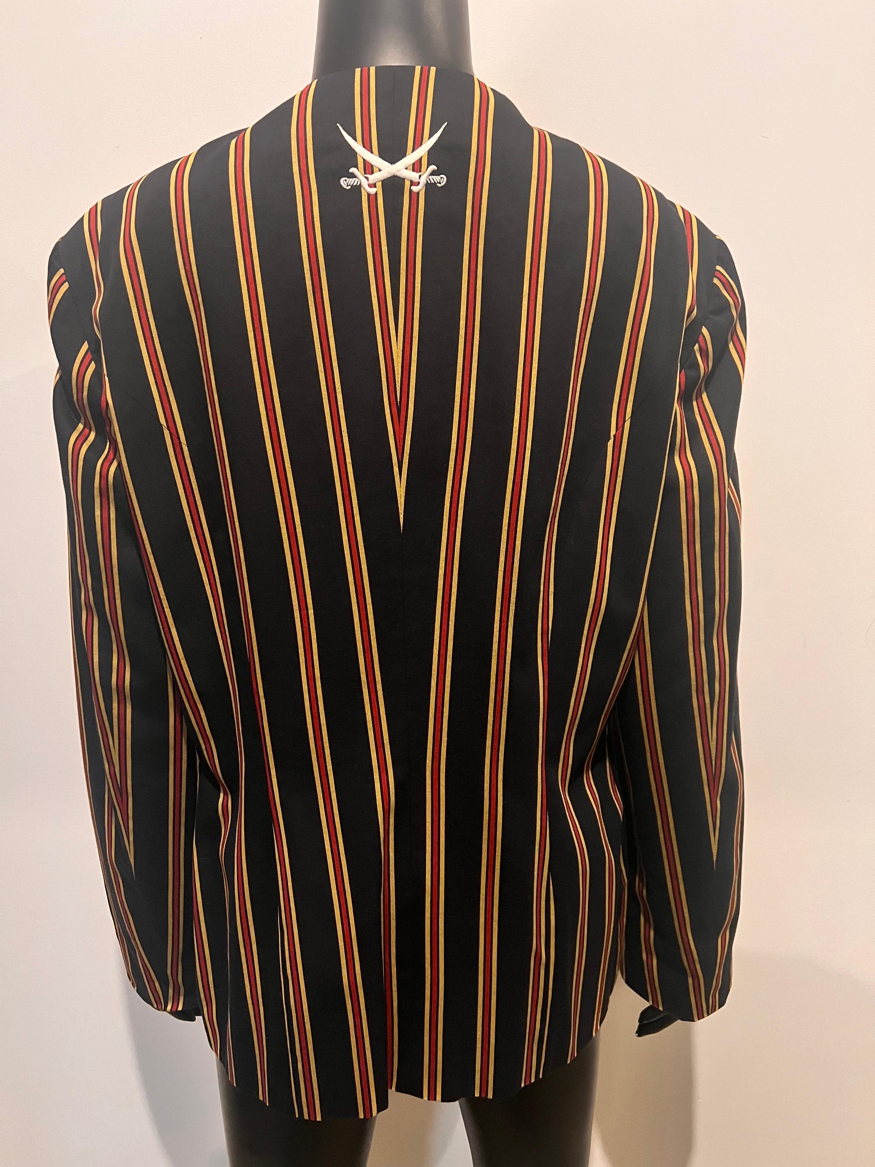 1980s Future Ozbek Military jacket with stripes and metallic buttons. Made in Italy.
