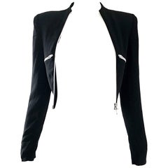 1980s Future Rifat Ozbek Black and White Vintage 80s Cropped Bolero Jacket