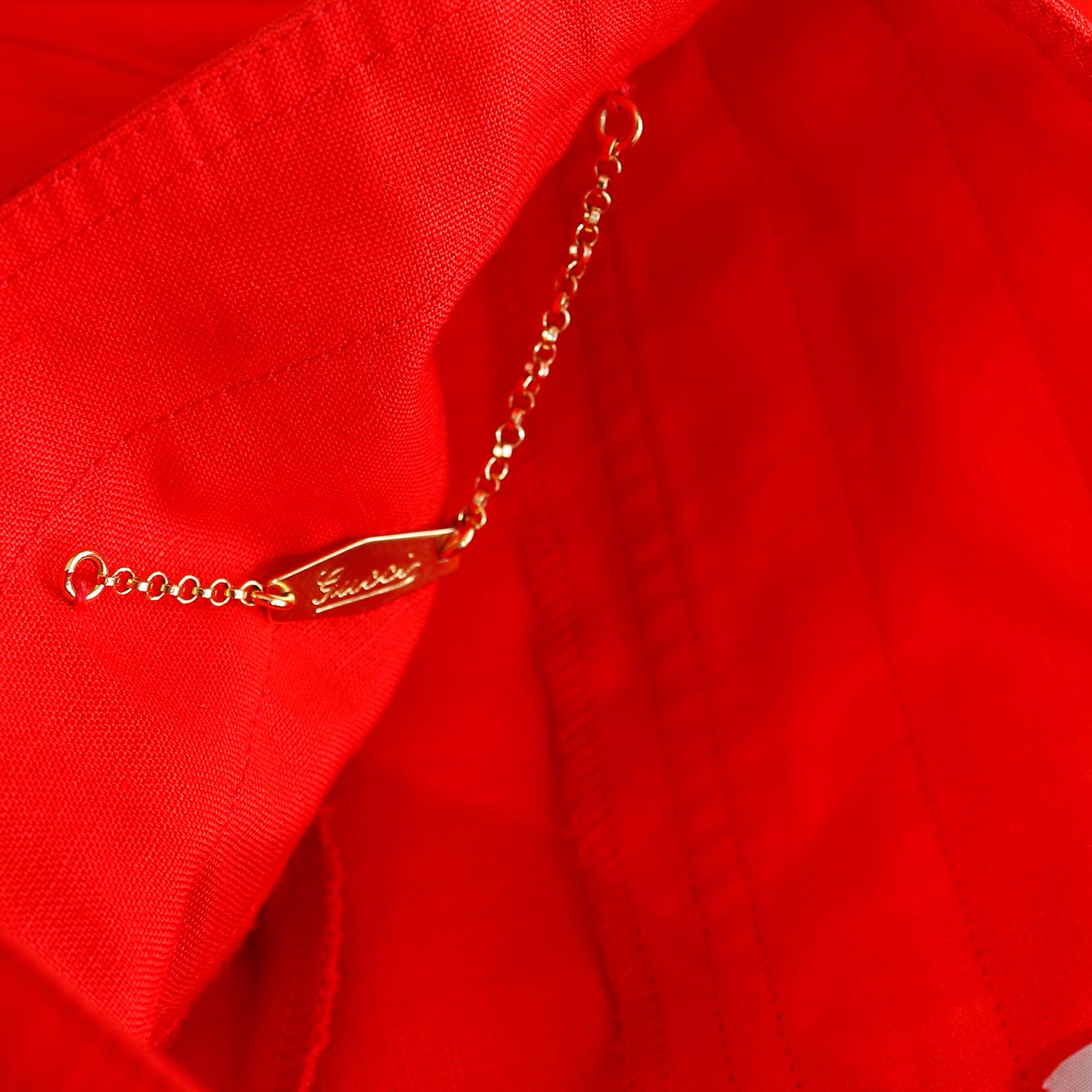G Gucci - Jupe vintage rouge tomate en lin 100 %, années 1980 en vente 3