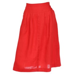 1980s G Gucci Tomato Red 100% Linen Vintage Skirt