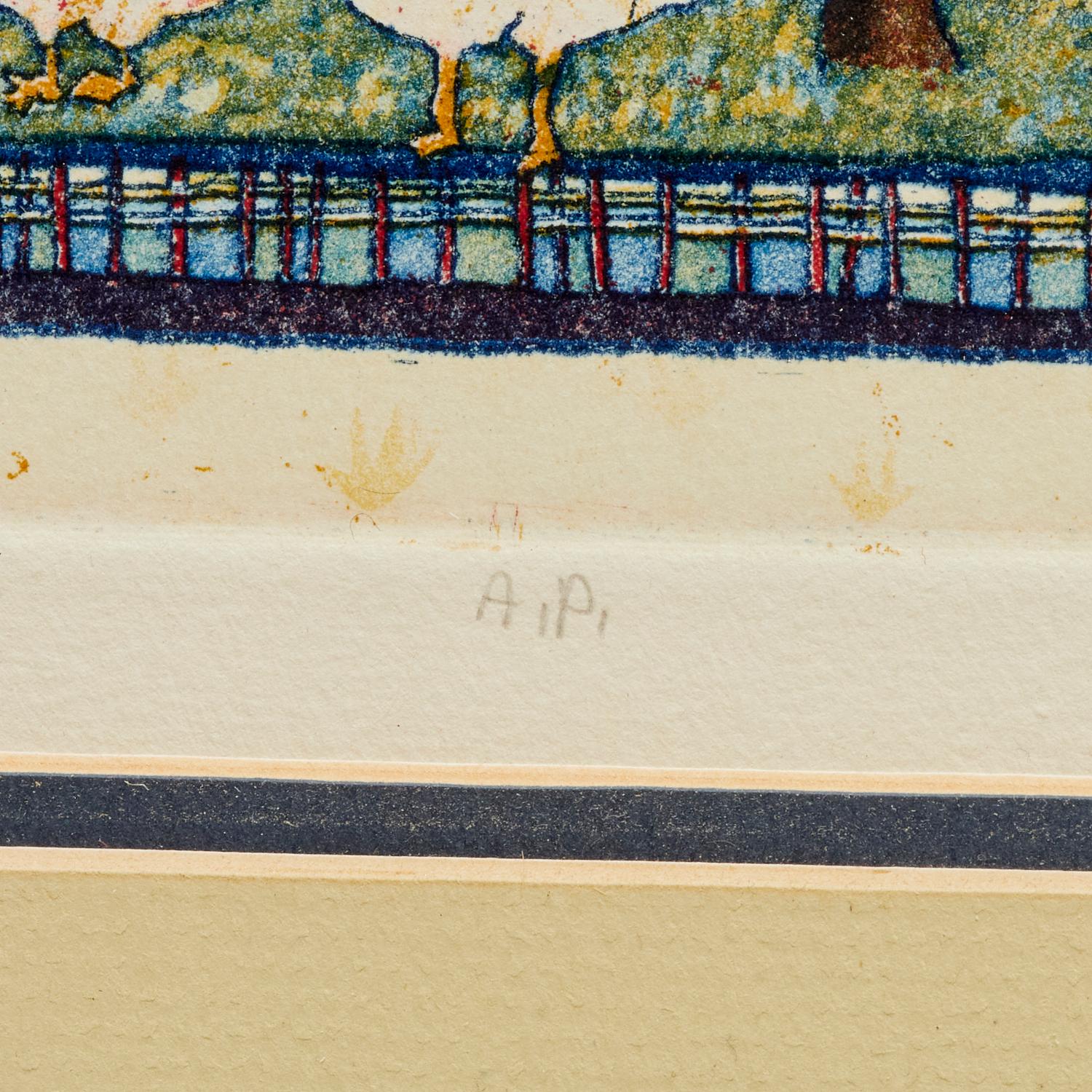 Realizzato con acquaforte Gail Packer (americano), 1980, acquaforte acquatinta firmata e incorniciata, prova d'artista in vendita