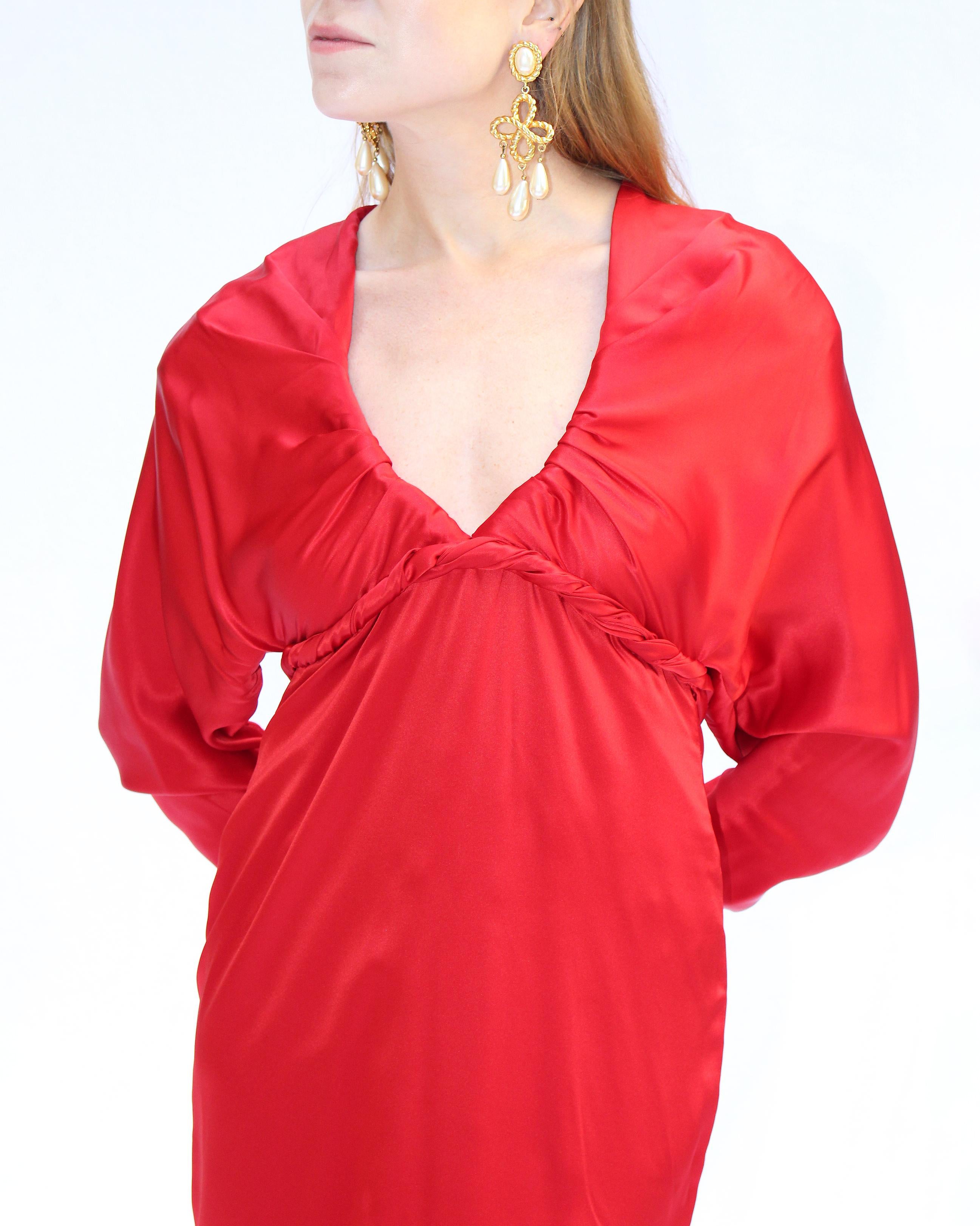 1980er Galanos Demi-Couture-Satin-Kleid im Angebot 7