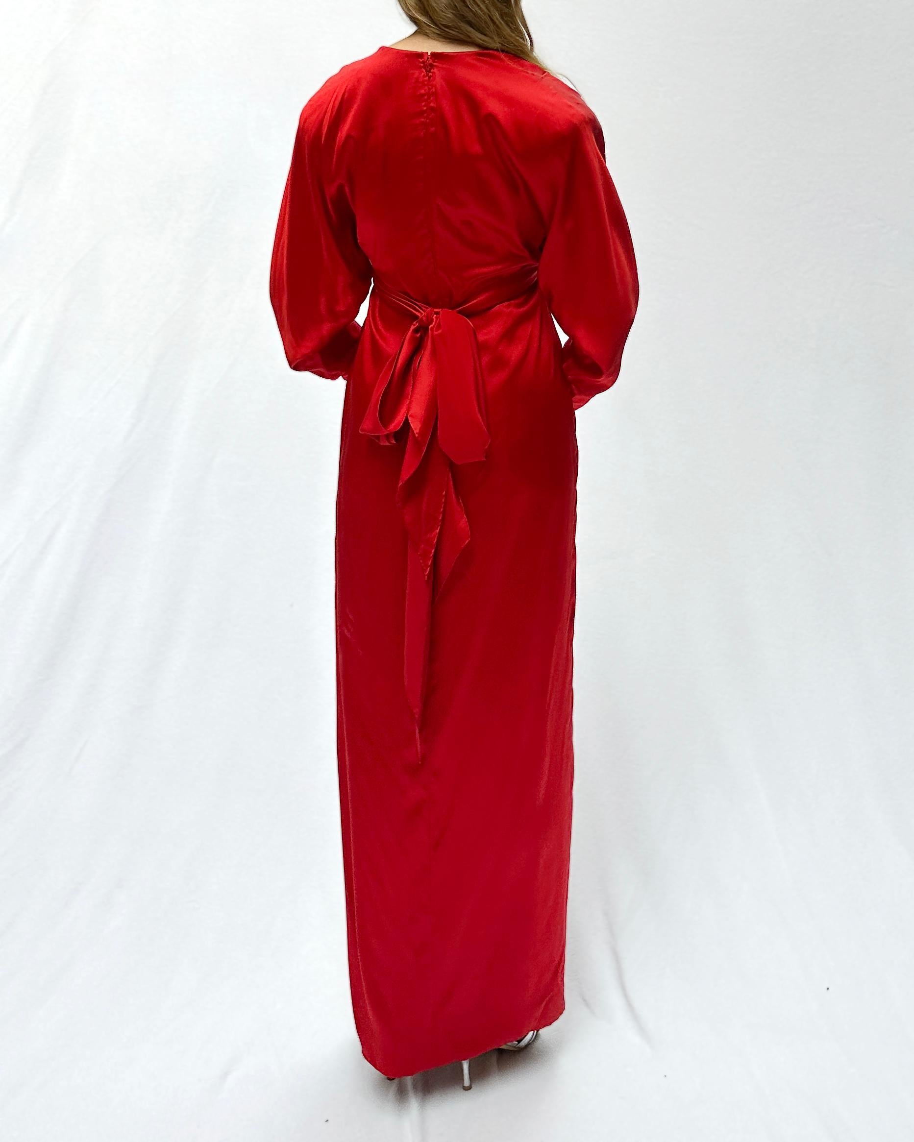 1980er Galanos Demi-Couture-Satin-Kleid im Angebot 8