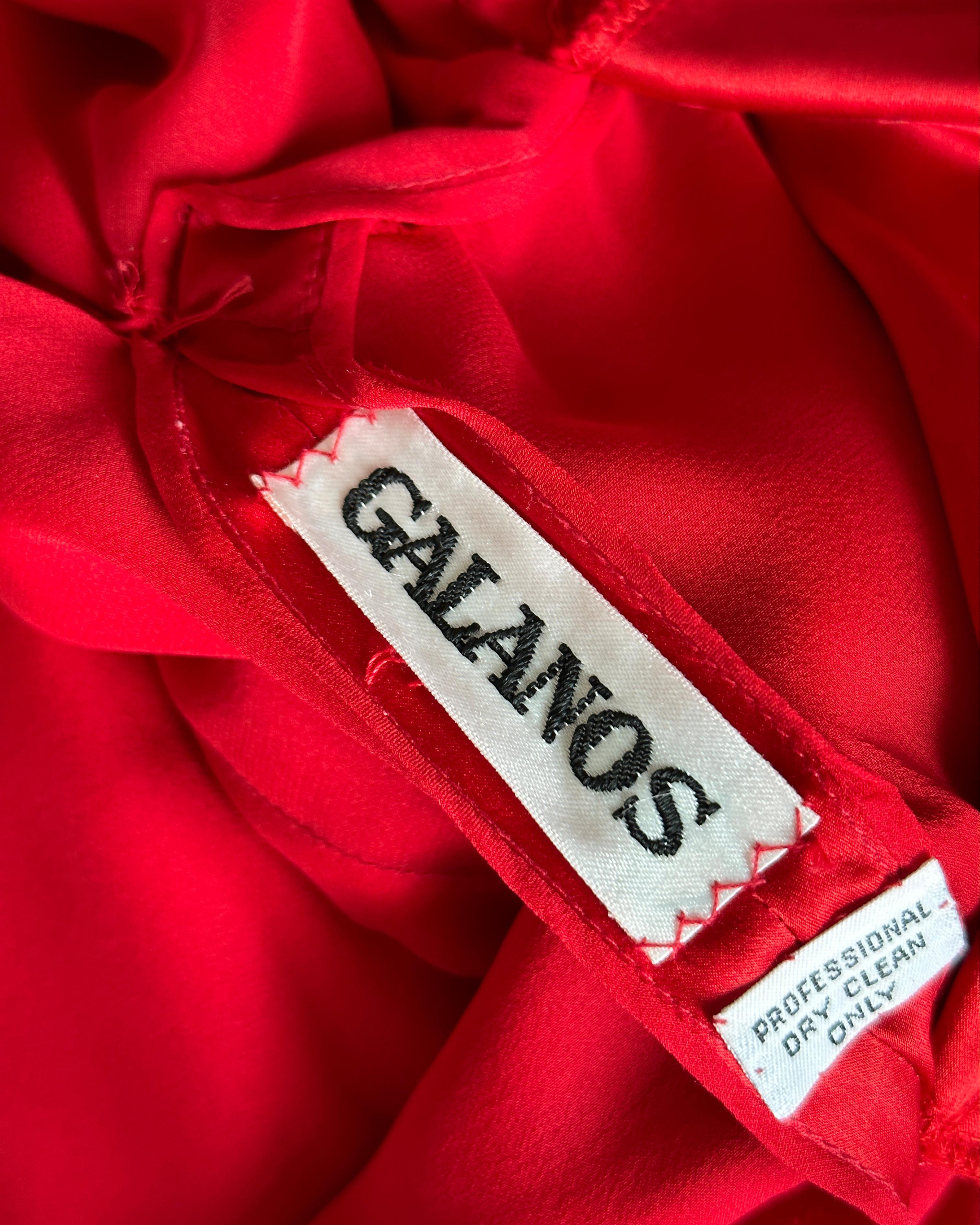 1980er Galanos Demi-Couture-Satin-Kleid im Angebot 9
