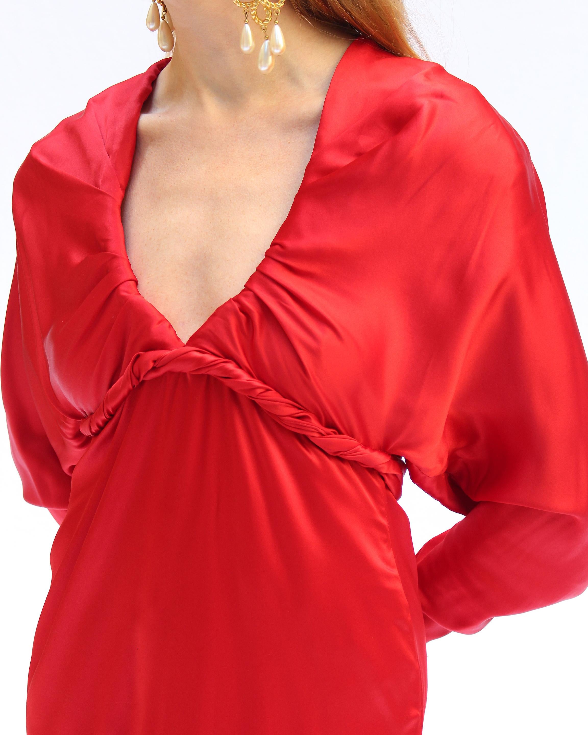 Women's or Men's 1980s Galanos Demi-Couture Satin Gown For Sale