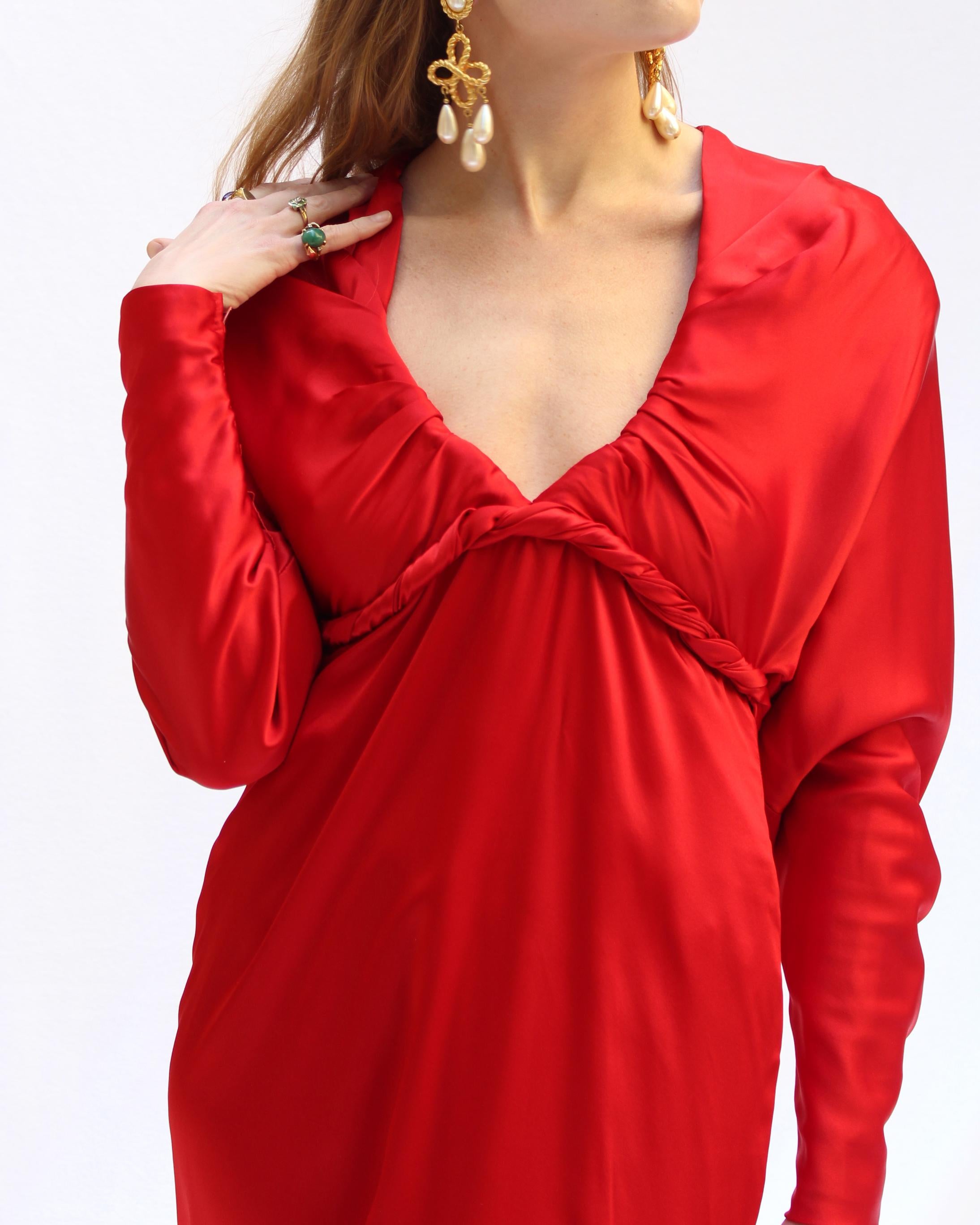 1980er Galanos Demi-Couture-Satin-Kleid im Angebot 2