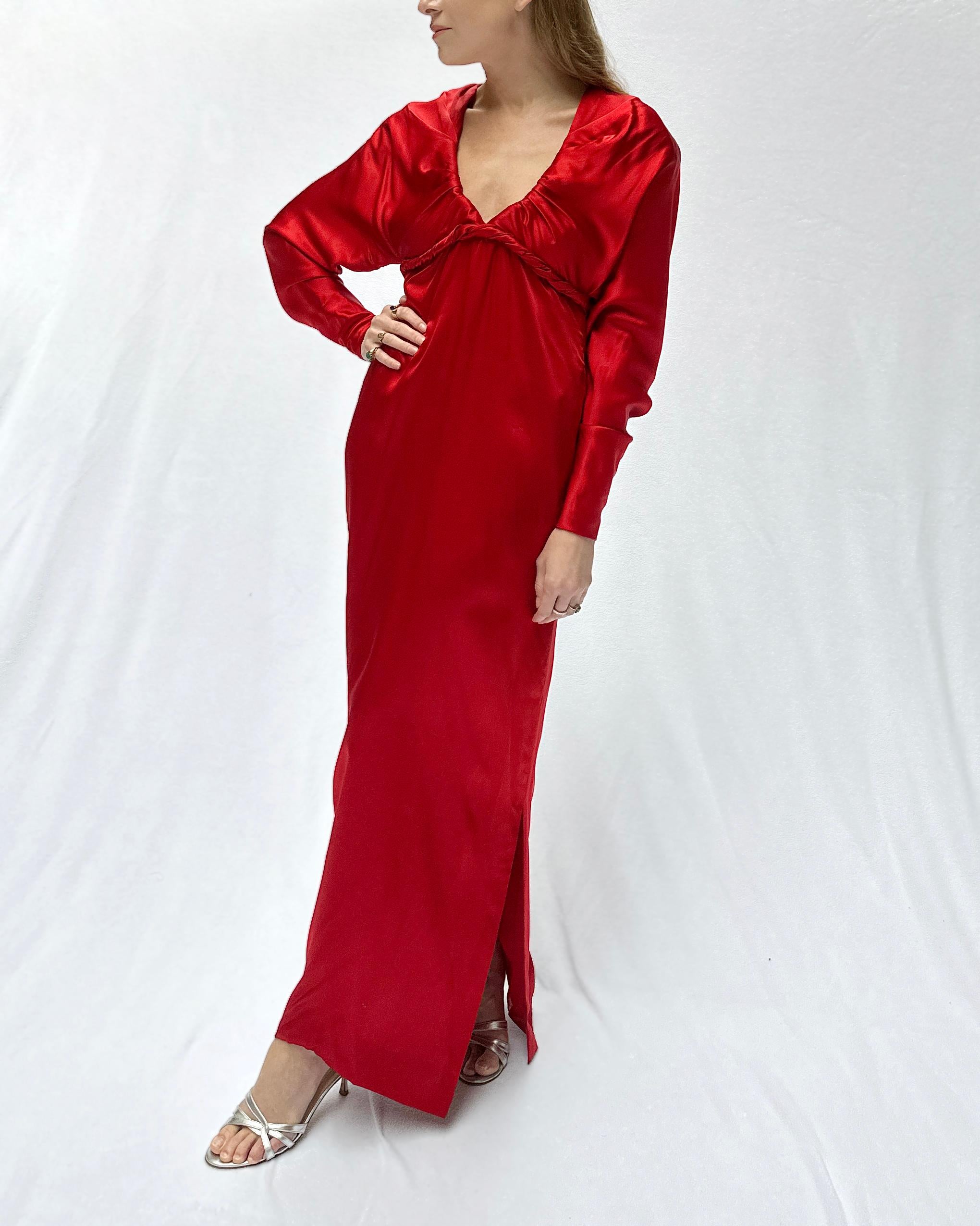 1980er Galanos Demi-Couture-Satin-Kleid im Angebot 3