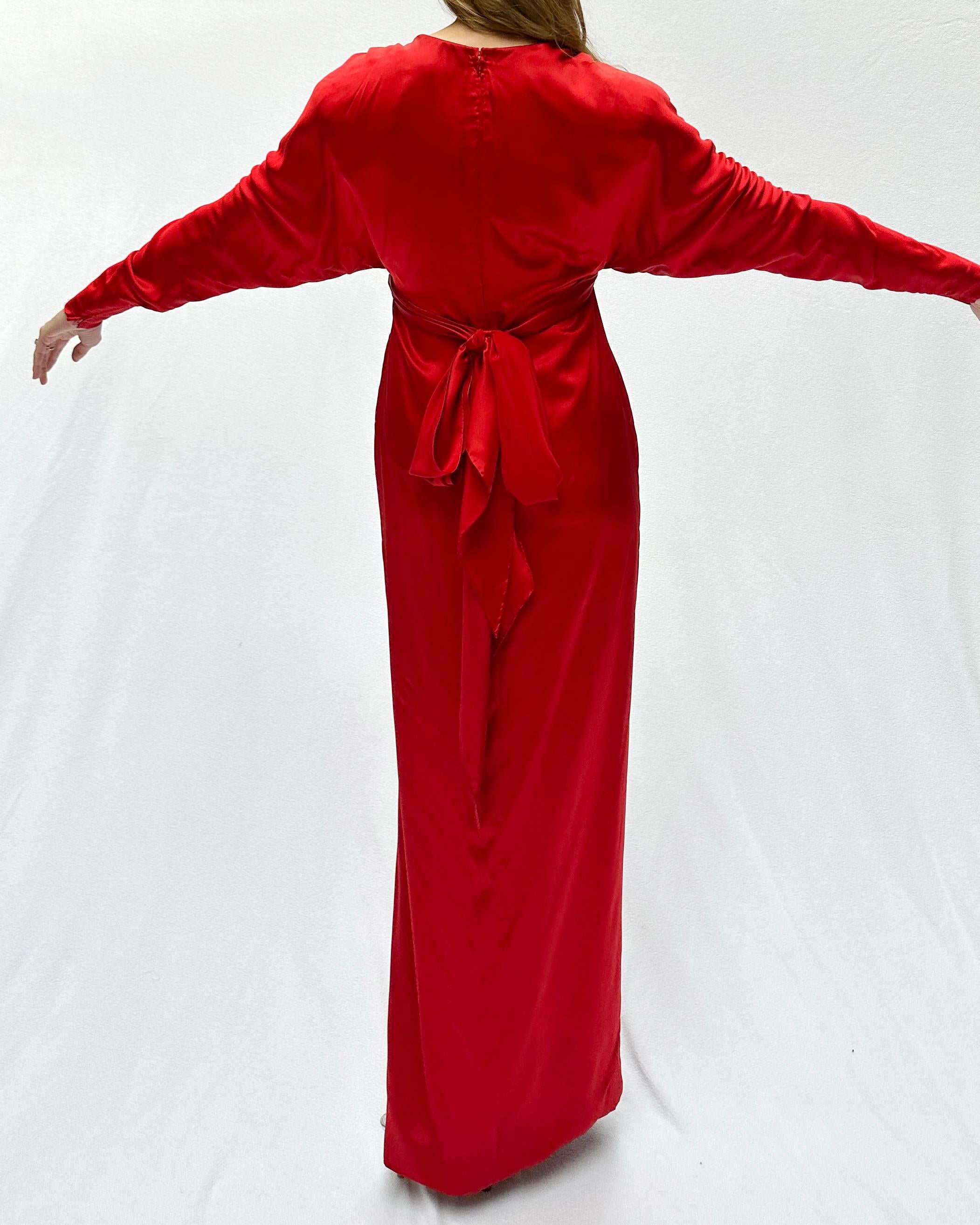 1980er Galanos Demi-Couture-Satin-Kleid im Angebot 4