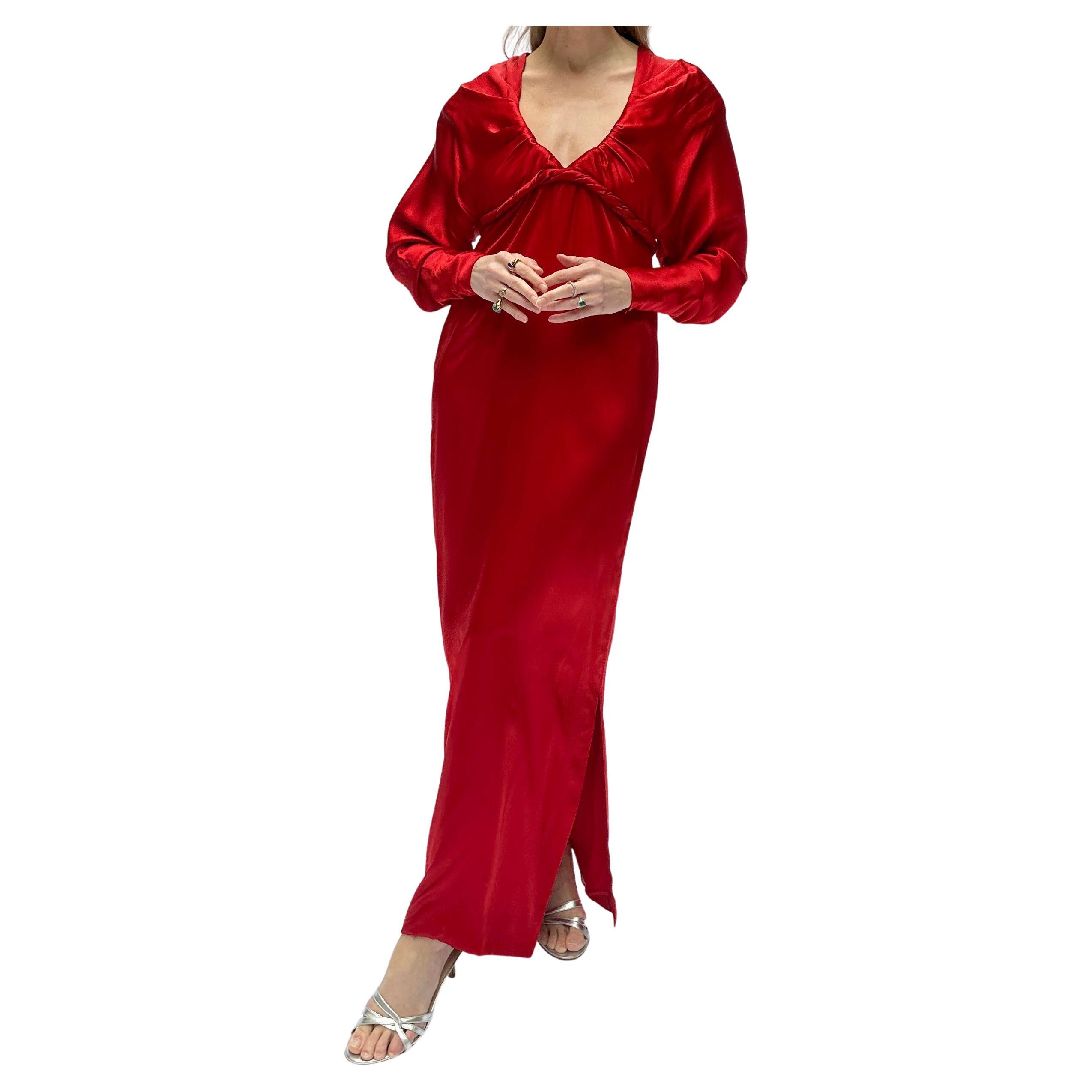 1980er Galanos Demi-Couture-Satin-Kleid im Angebot