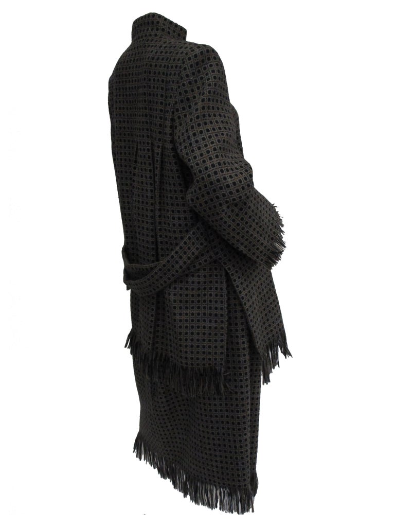 Women's 1980s Galanos Grey Wool Check Skirt and Coat Ensemble For Sale