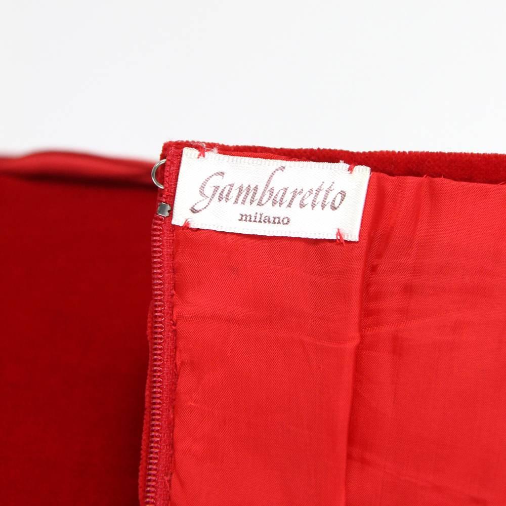 1980s Gambaretto Red Velvet Dress 2