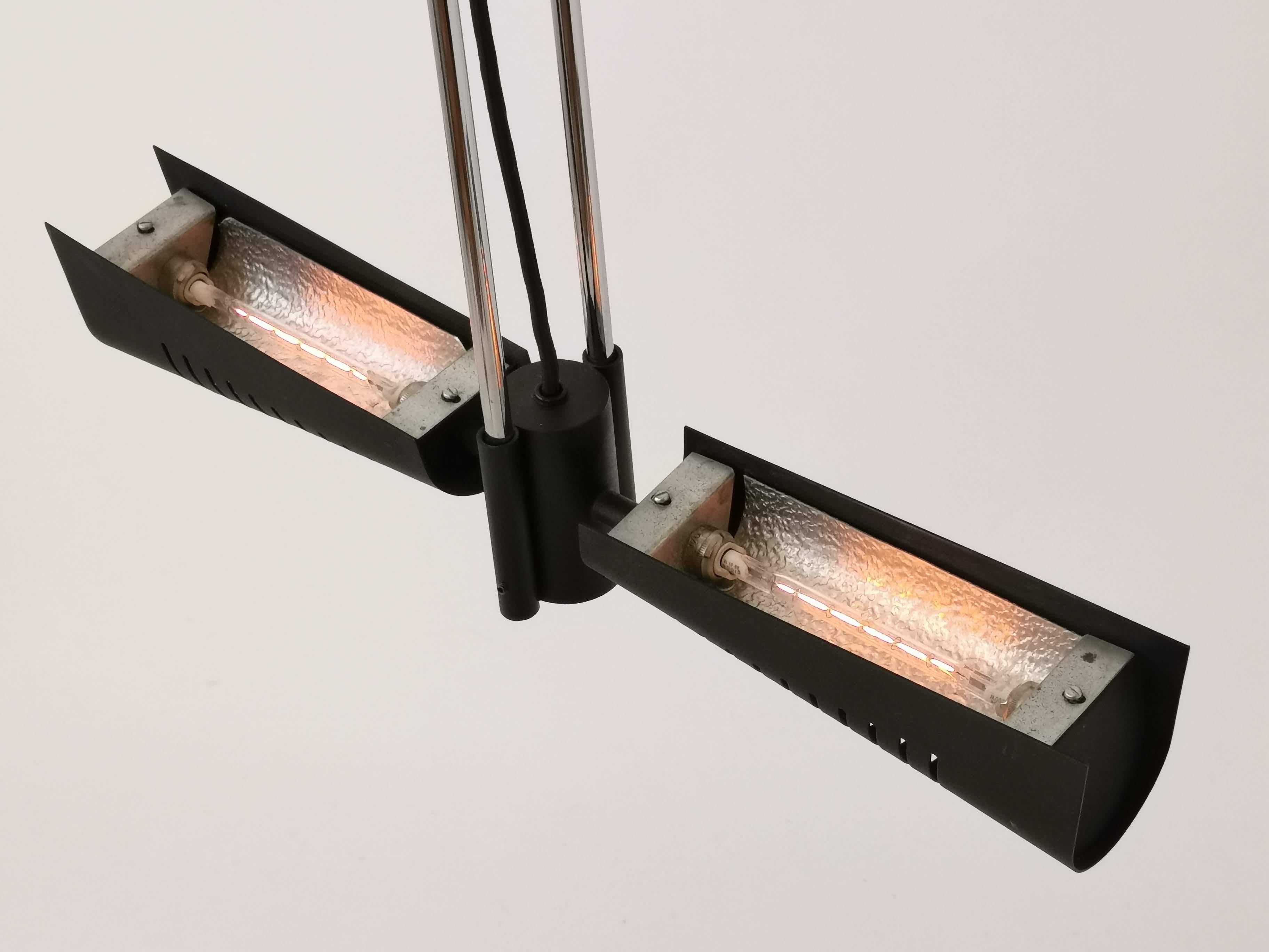 1980s Garcia Garay Wing Deflector Halogen Chandelier, Spain 8