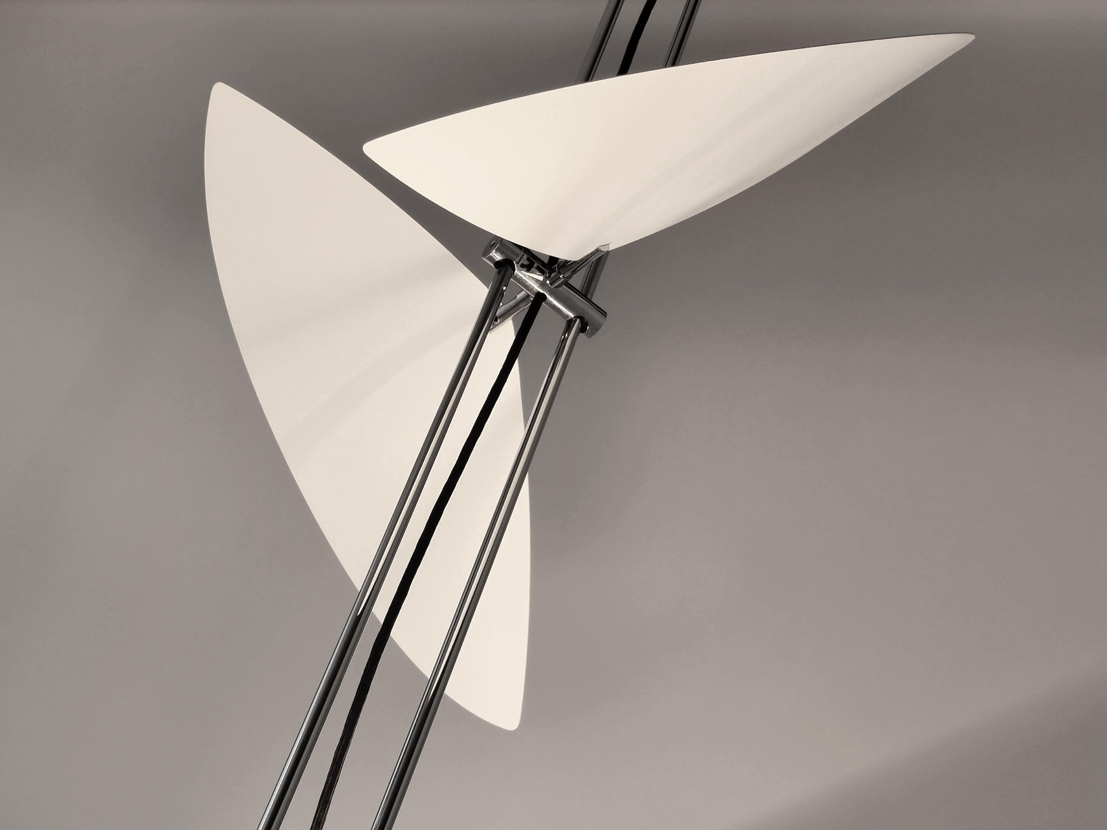 Powder-Coated 1980s Garcia Garay Wing Deflector Halogen Chandelier, Spain