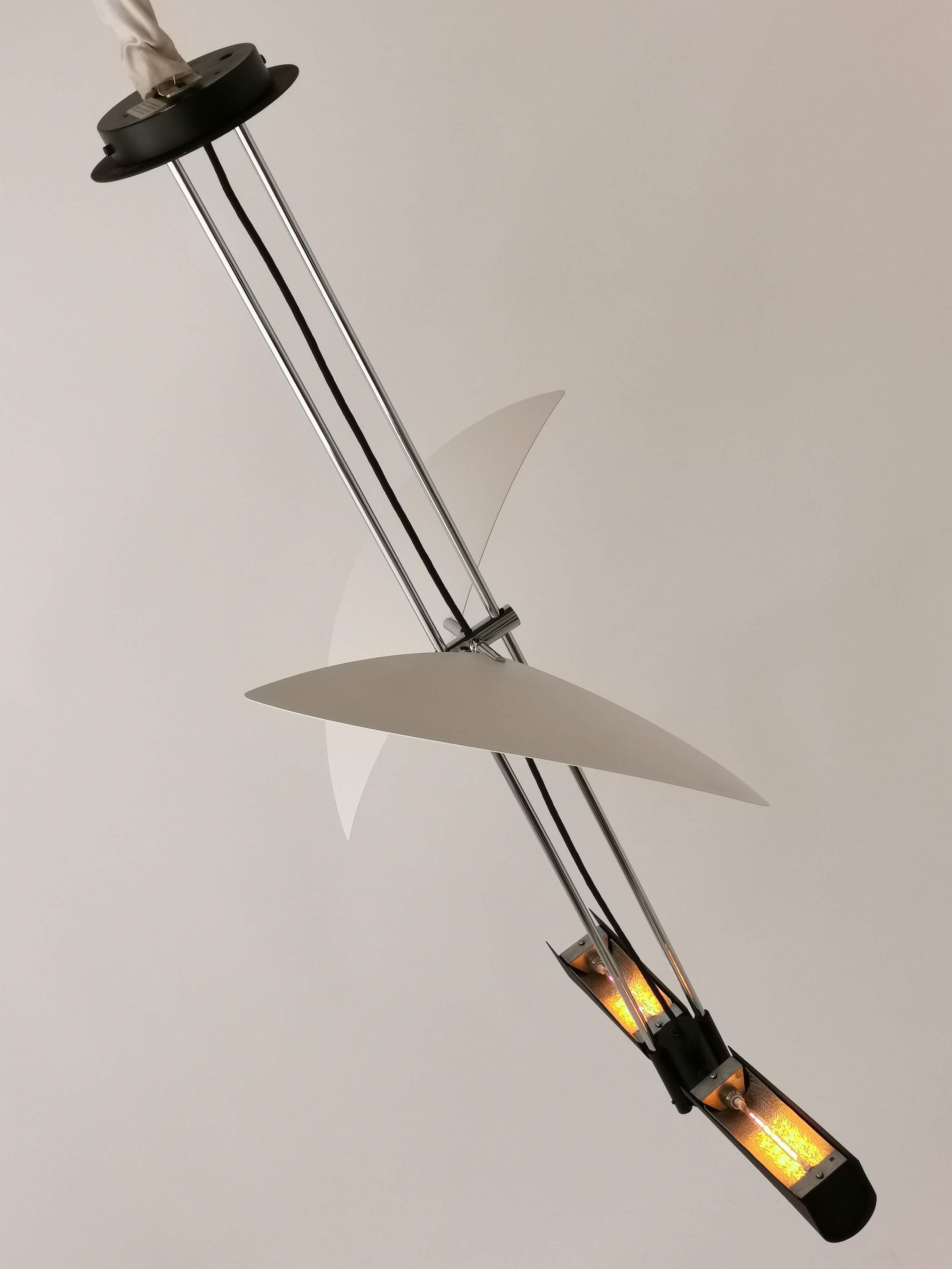 Late 20th Century 1980s Garcia Garay Wing Deflector Halogen Chandelier, Spain