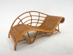 Chaise longue de jardin en rotin des annes 1980